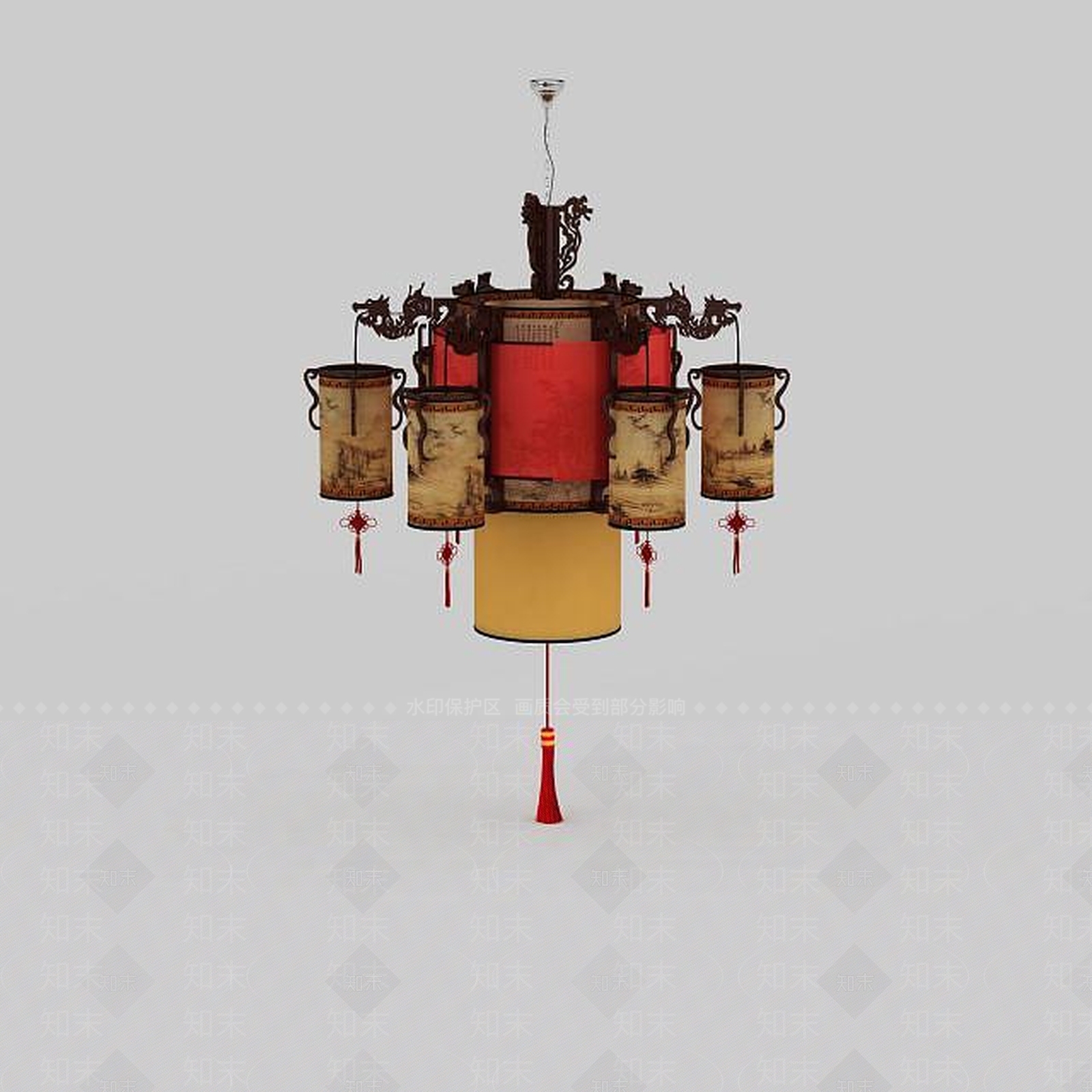 中式客厅吊灯3D模型下载【ID:1196590025】