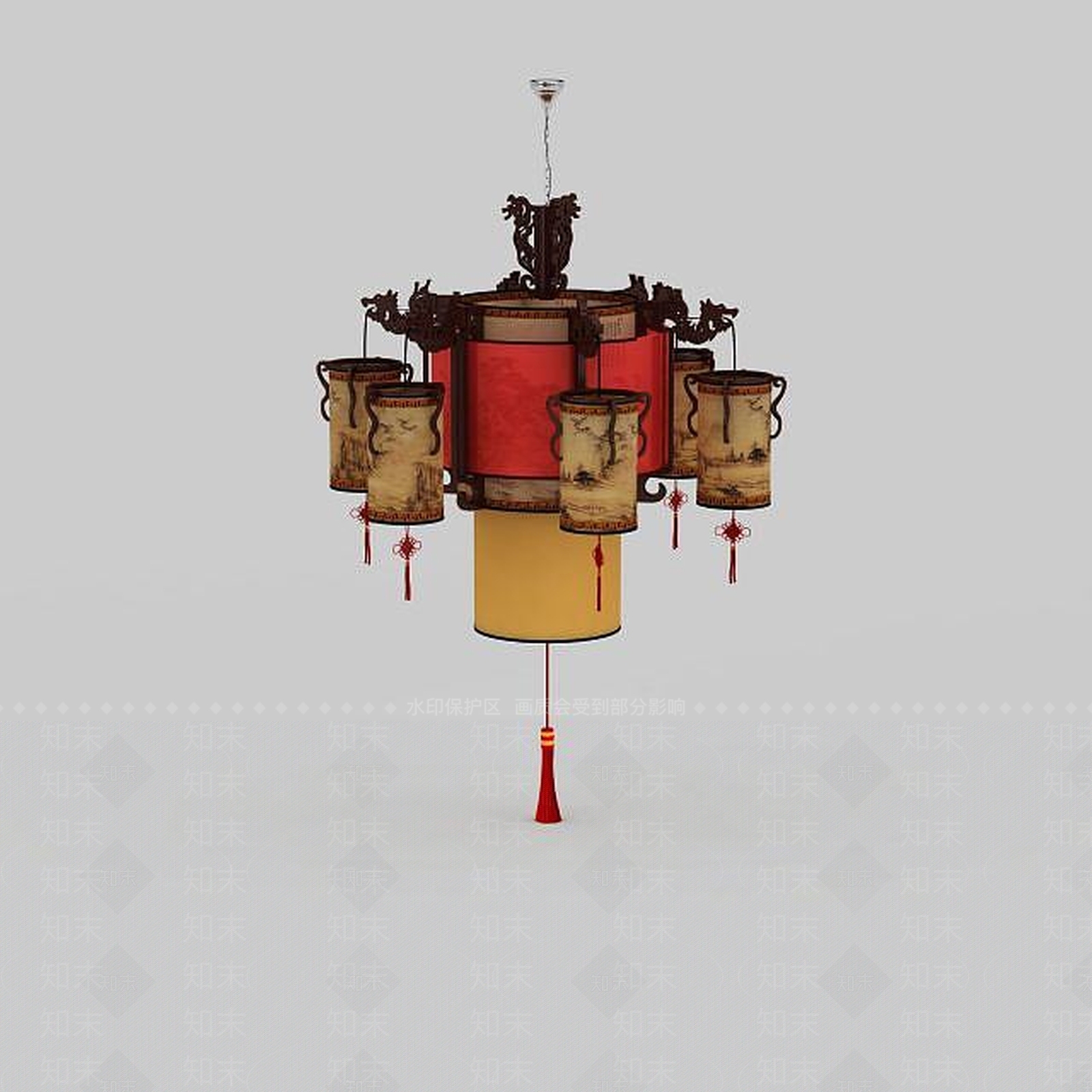 中式客厅吊灯3D模型下载【ID:1196590025】
