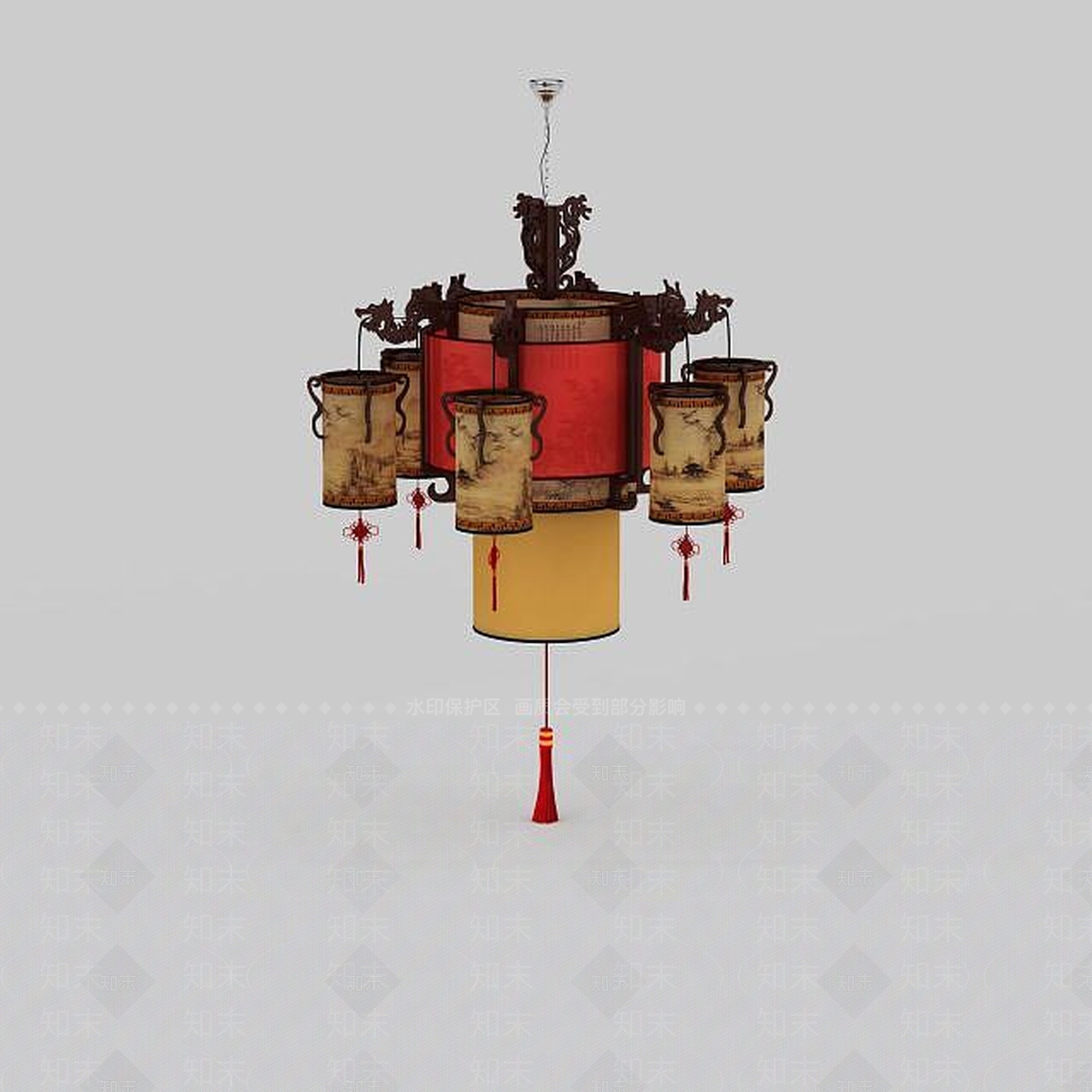 中式客厅吊灯3D模型下载【ID:1196590025】