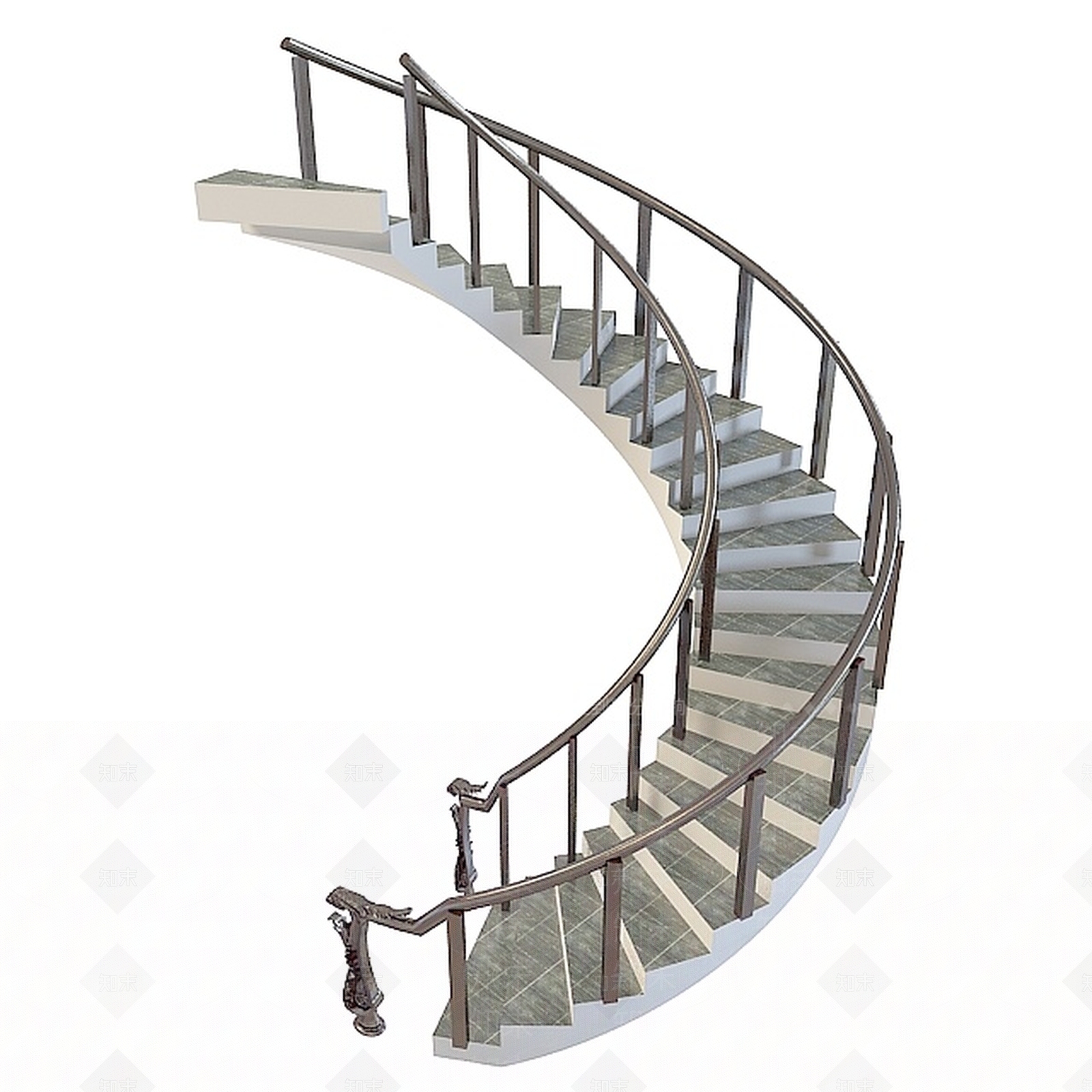 中式弧形楼梯3D模型下载【ID:1196590798】
