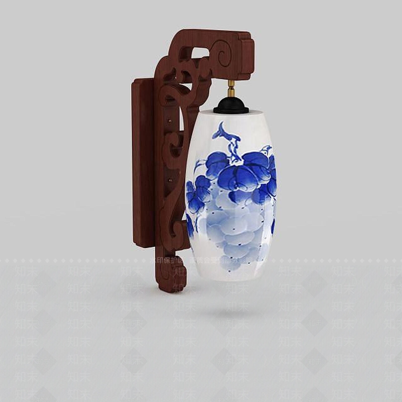 现代青花瓷吊灯3D模型下载【ID:1196590813】