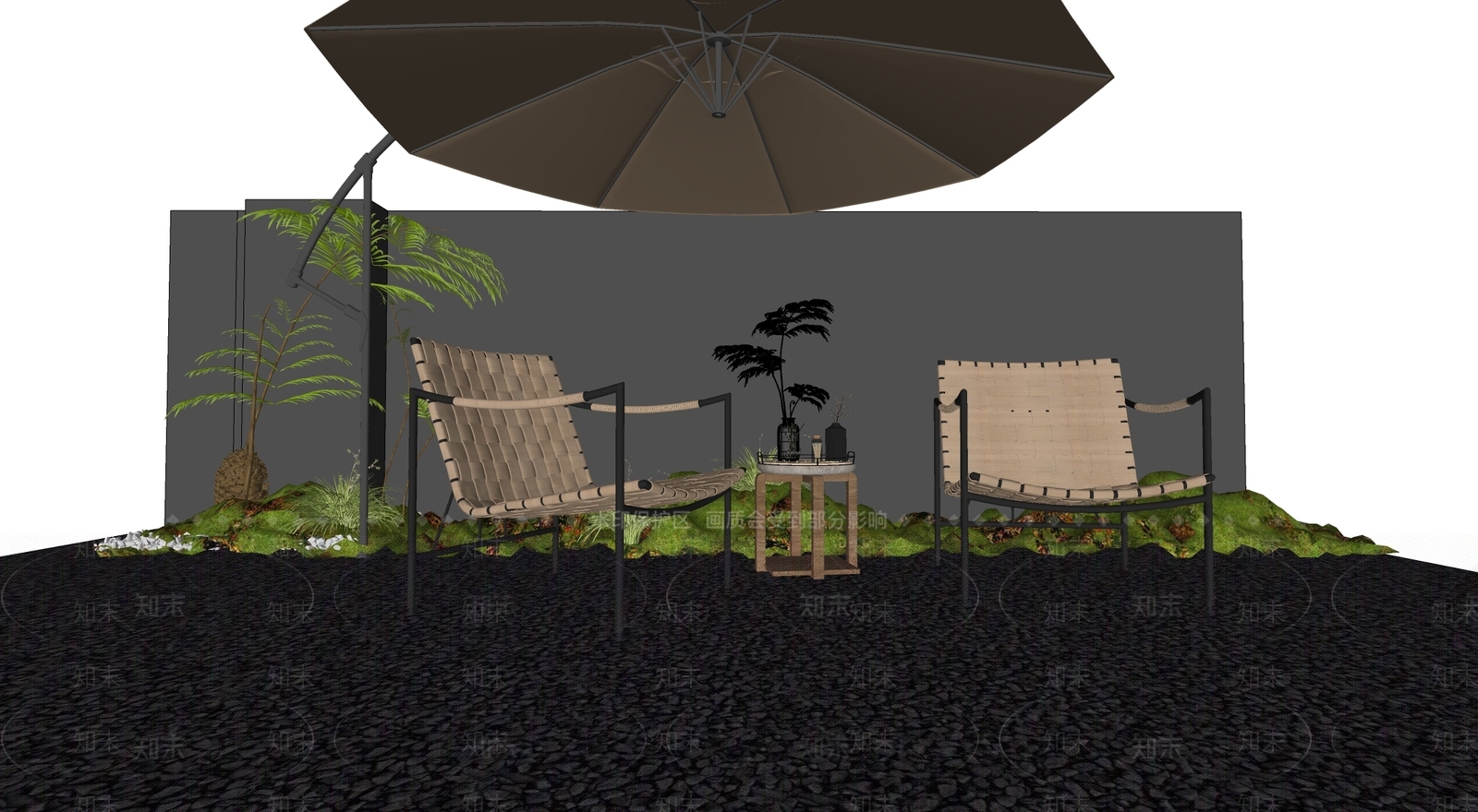 现代极简屋顶花园SU模型下载【ID:1196591755】