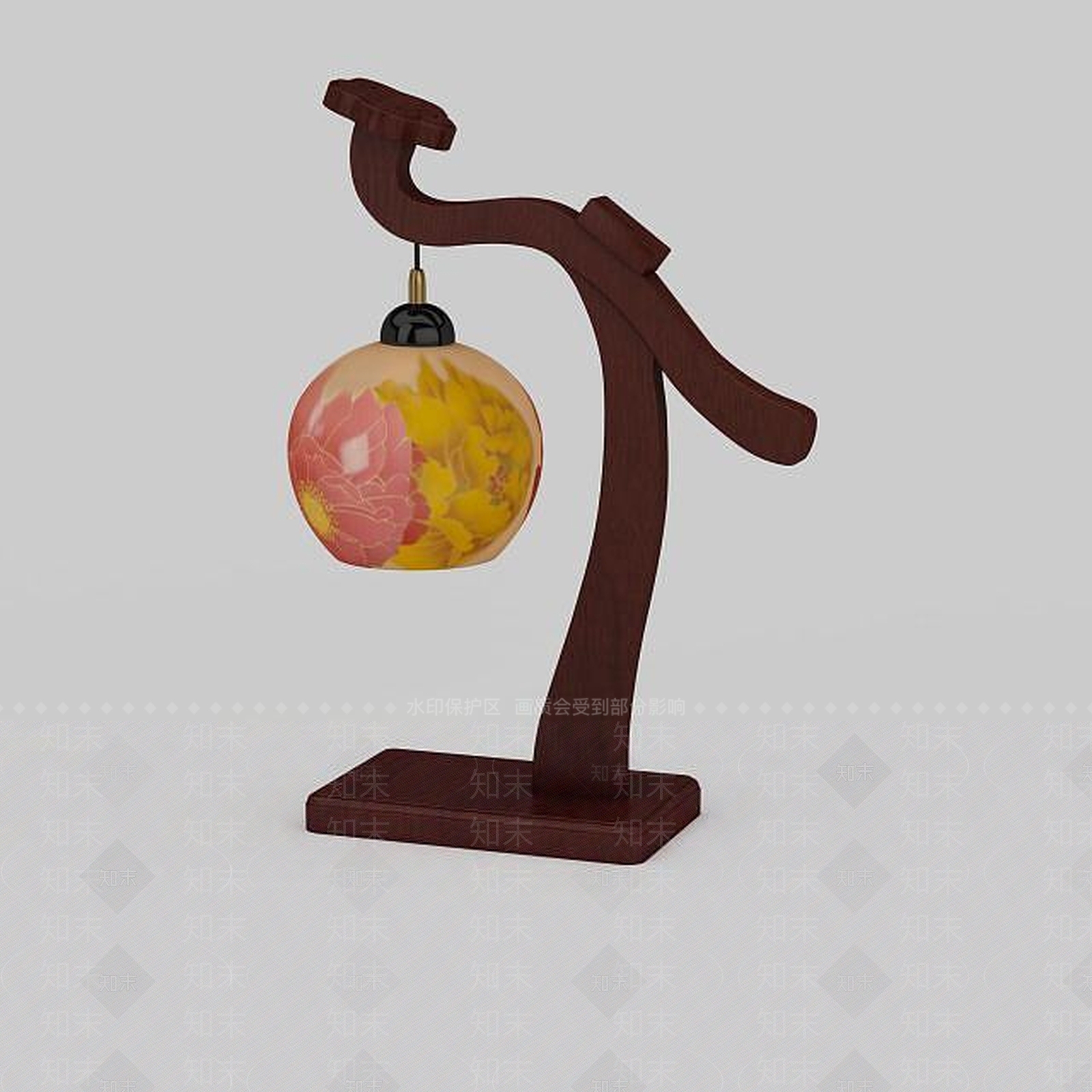 中式玻璃灯具3D模型下载【ID:1196591244】