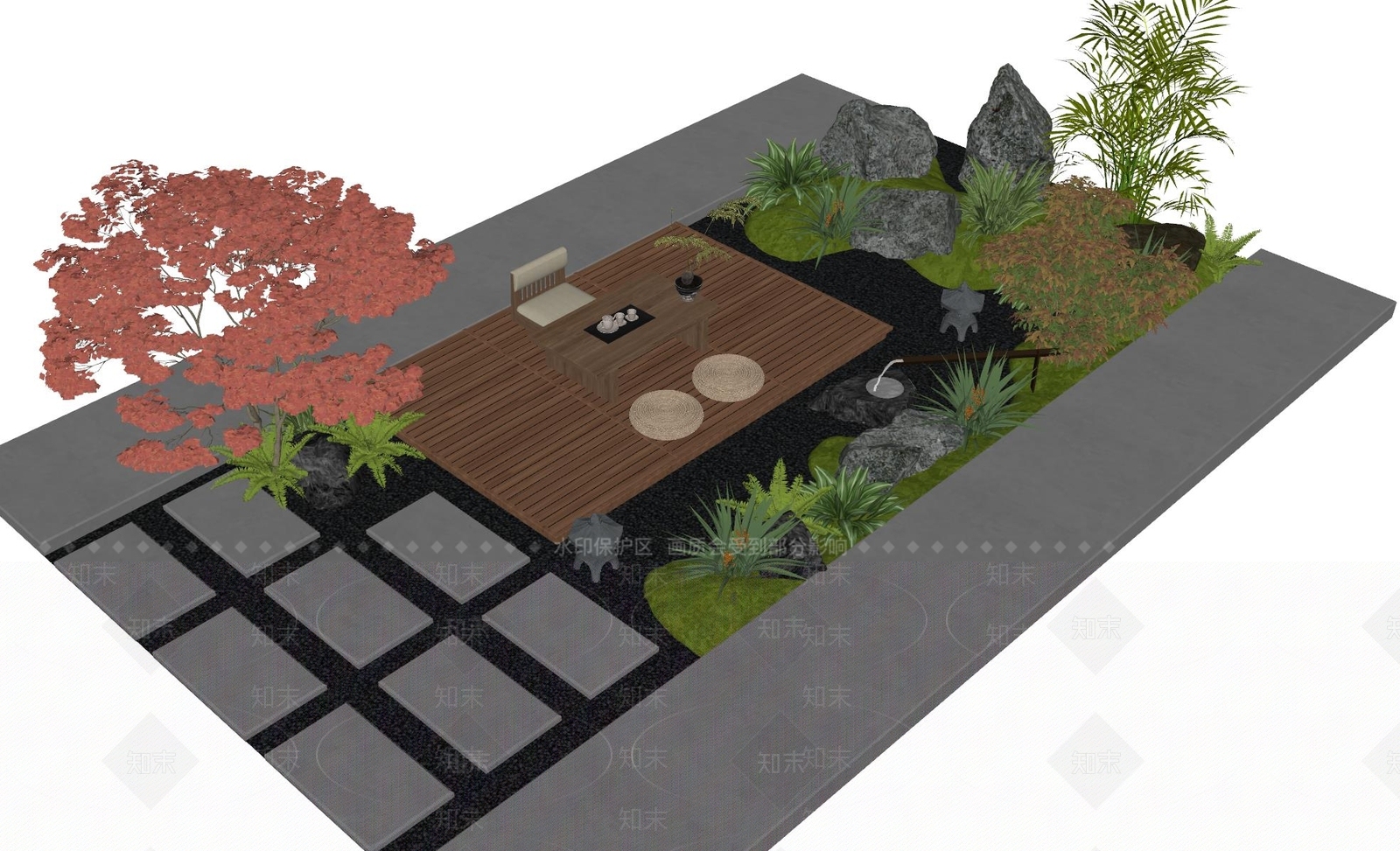 新中式庭院小品SU模型下载【ID:1196593305】