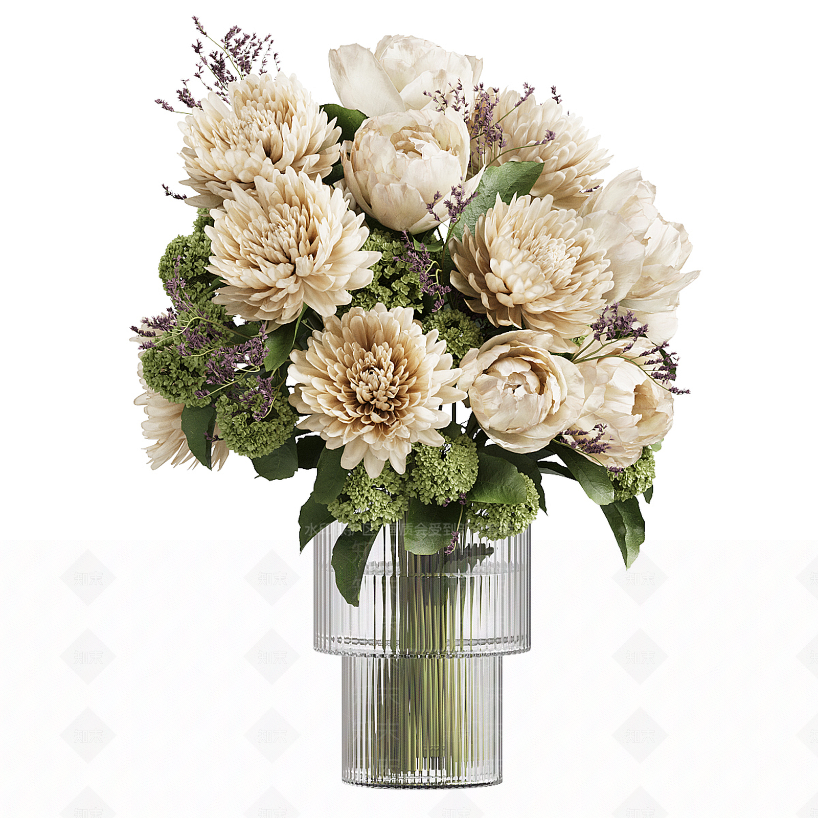 现代新中式花艺3D模型下载【ID:1196594125】
