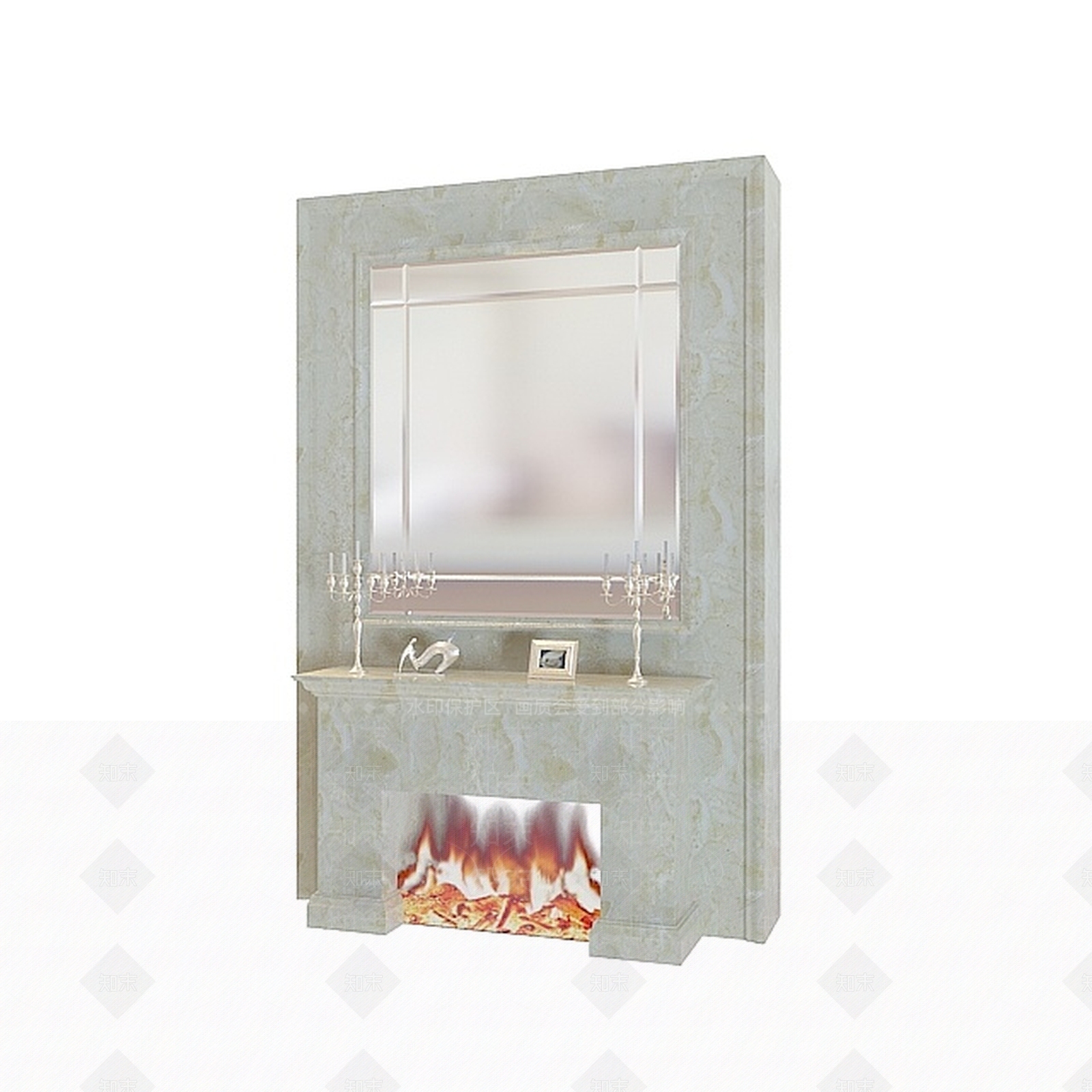 现代镜子火壁炉3D模型下载【ID:1196594028】
