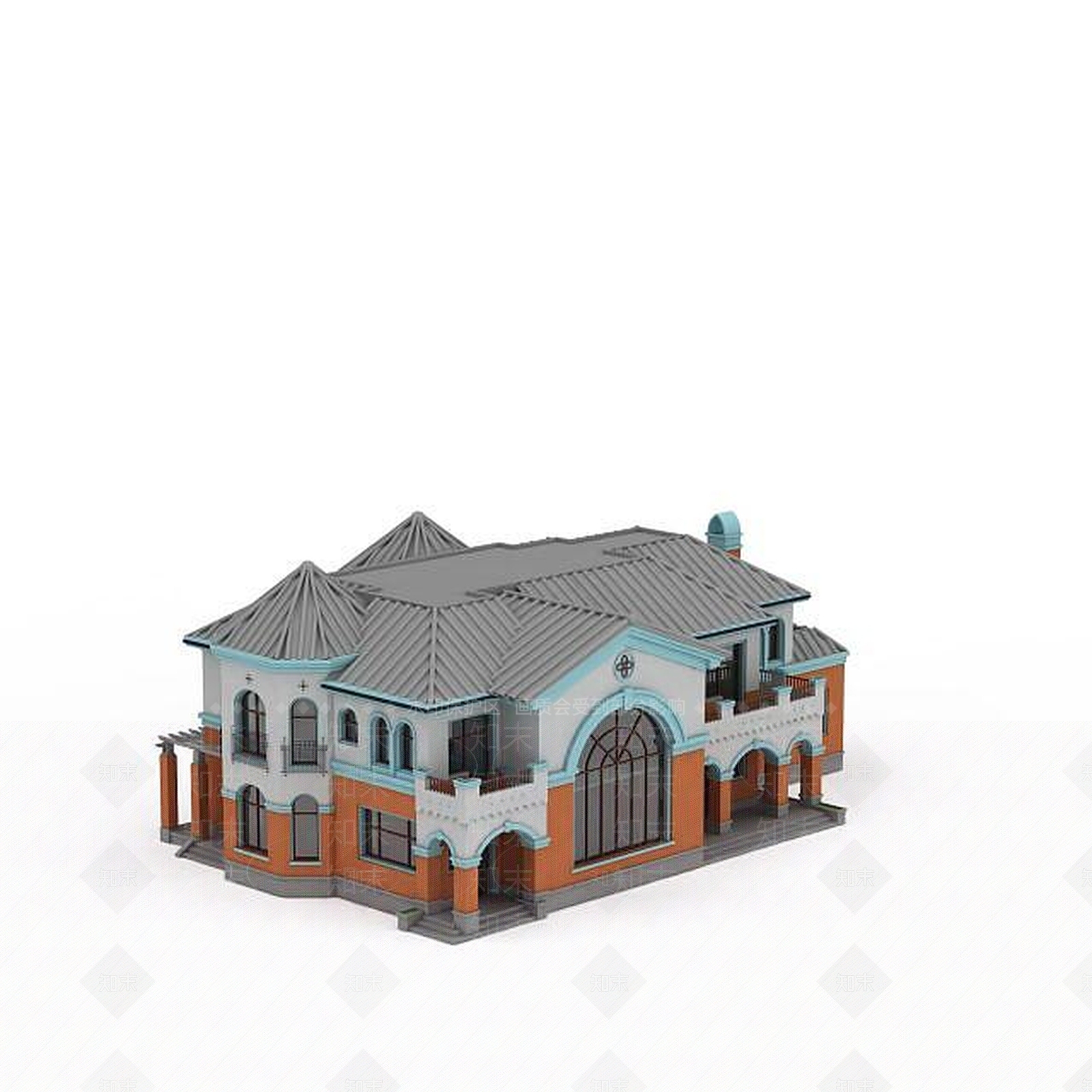 中式风格别墅3D模型下载【ID:1196595129】
