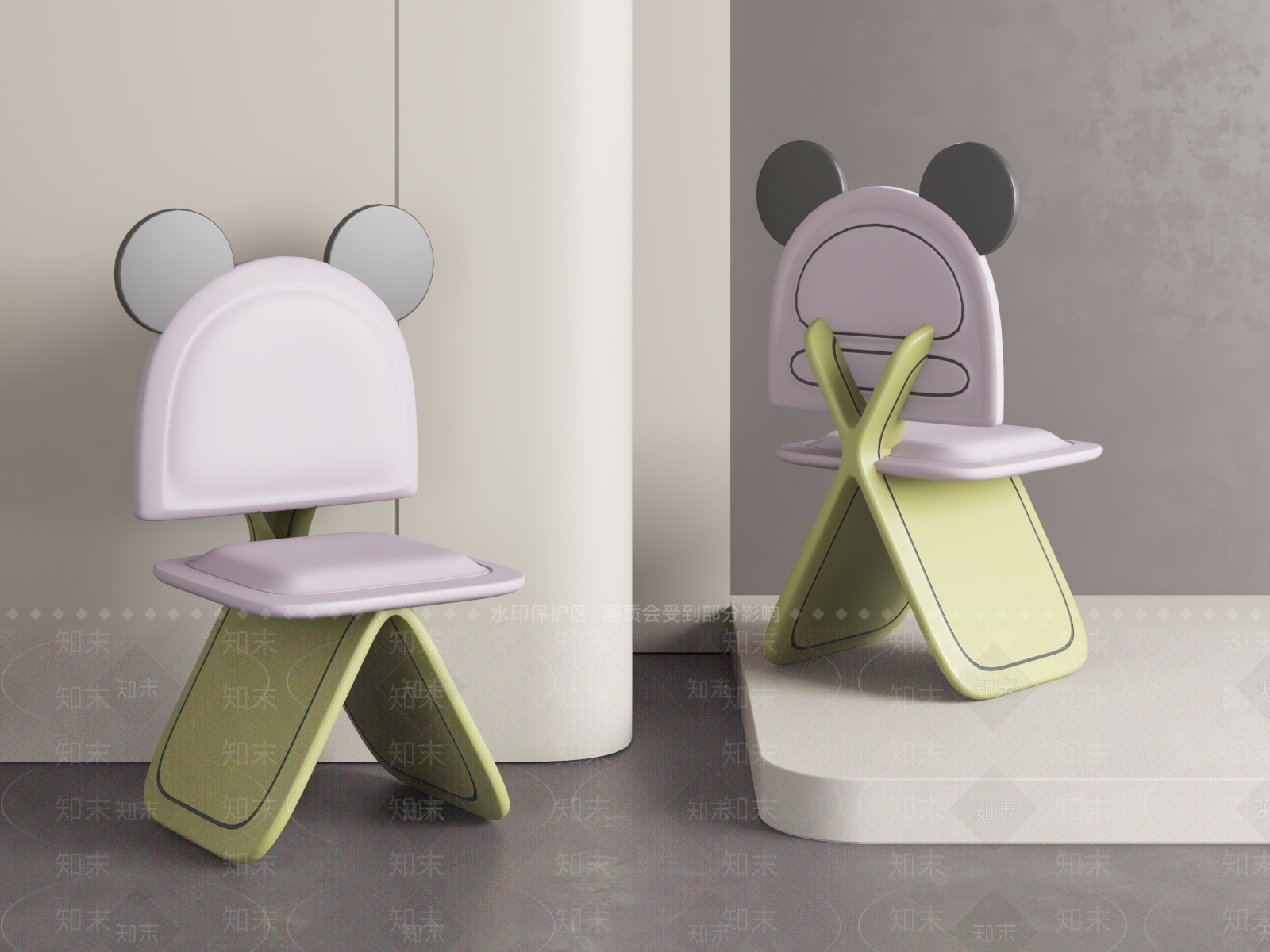 现代简约儿童椅SU模型下载【ID:1196600356】
