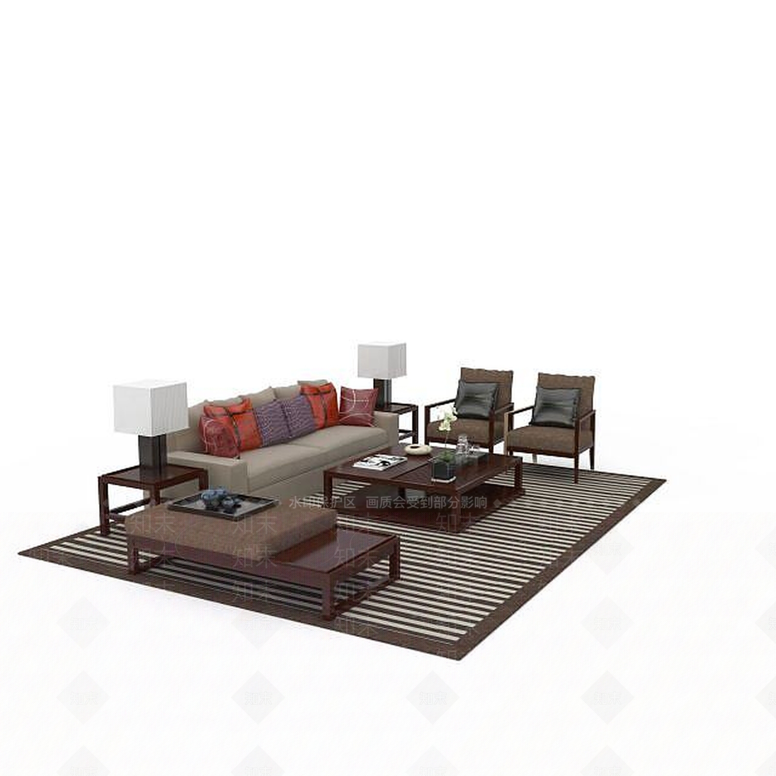 现代客厅沙发组合3D模型下载【ID:1196601725】