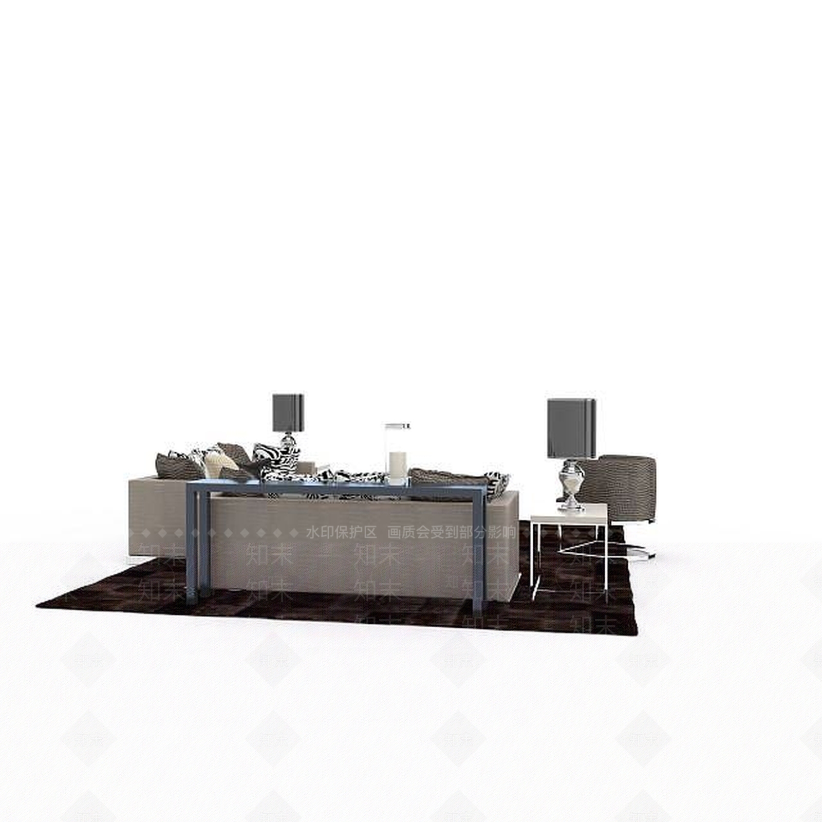 现代灰色沙发组合3D模型下载【ID:1196601883】