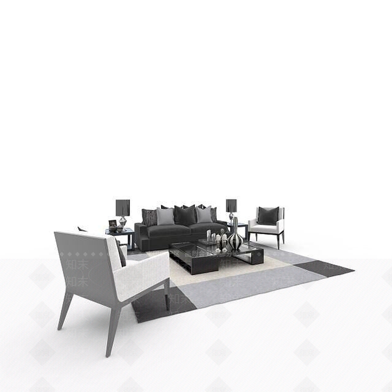 现代沙发组合3D模型下载【ID:1196601952】