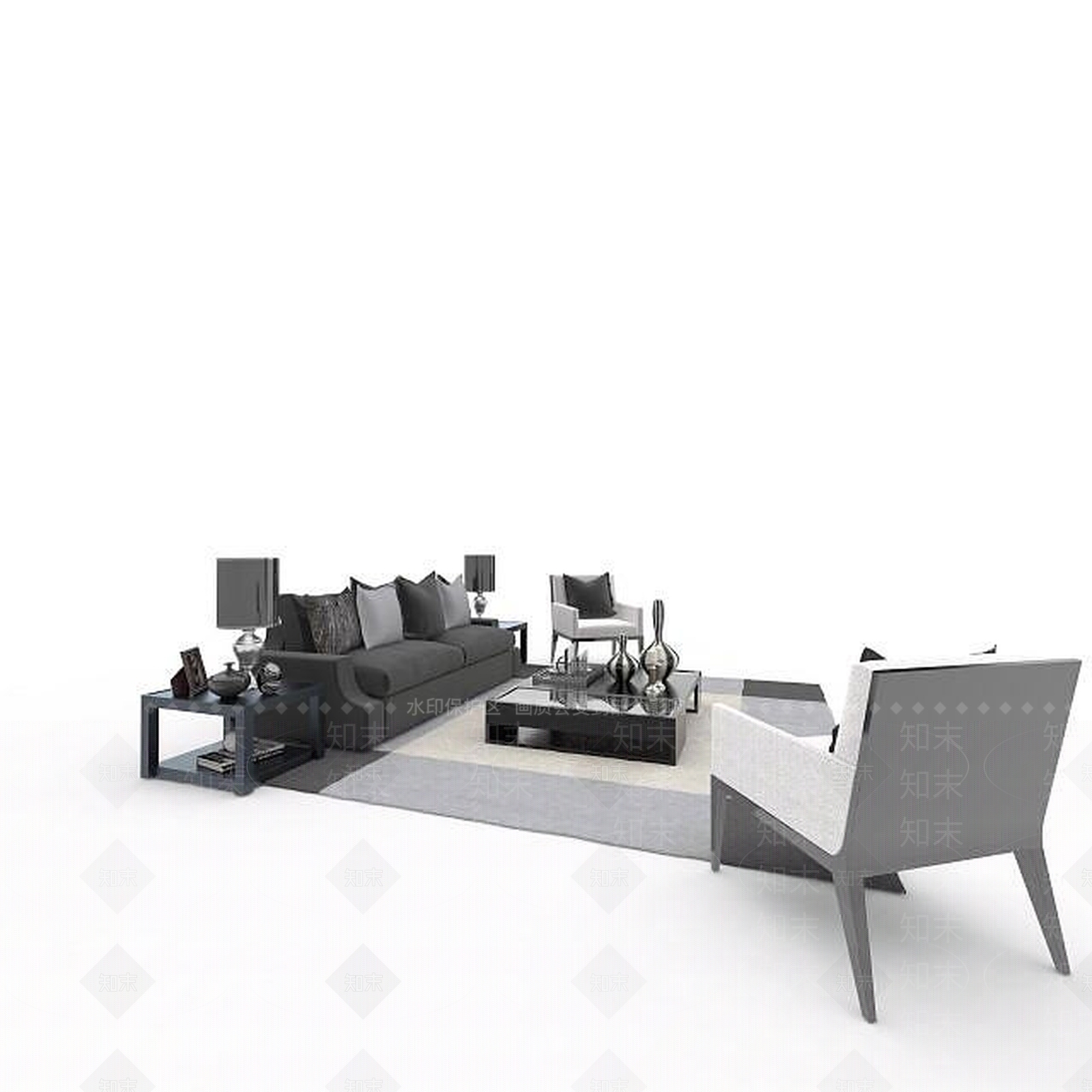 现代沙发组合3D模型下载【ID:1196601952】