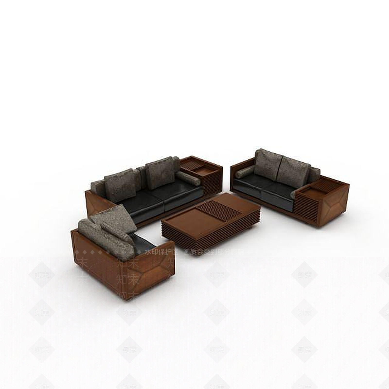 现代棕色沙发3D模型下载【ID:1196602121】