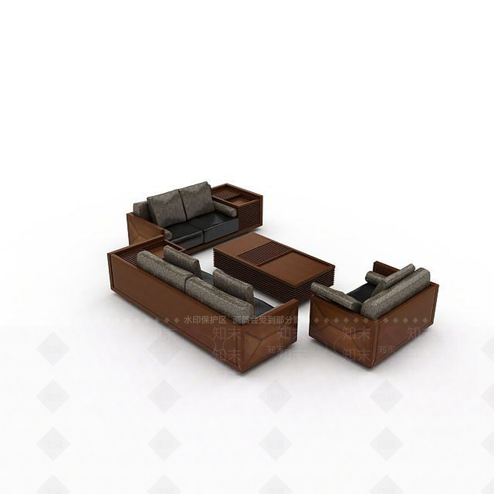 现代棕色沙发3D模型下载【ID:1196602121】