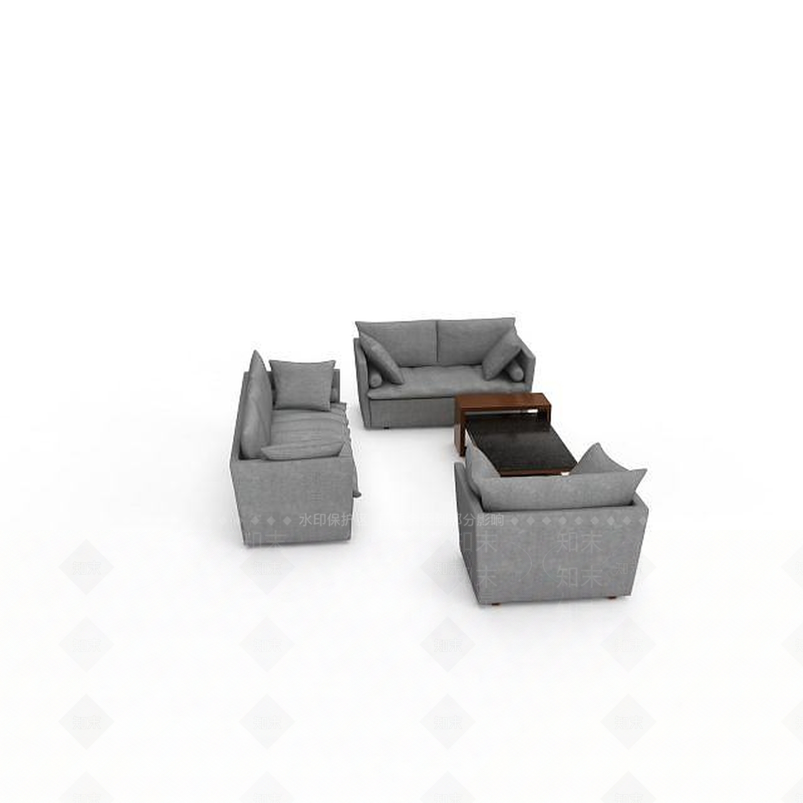 现代灰色沙发套装3D模型下载【ID:1196602117】