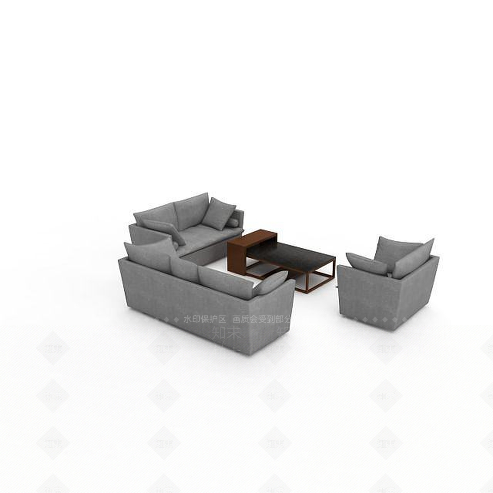 现代灰色沙发套装3D模型下载【ID:1196602117】