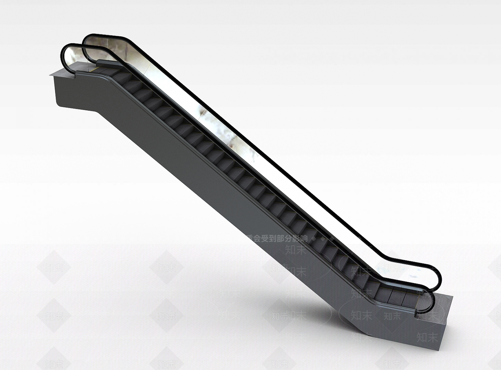现代地铁3D模型渲染效果图