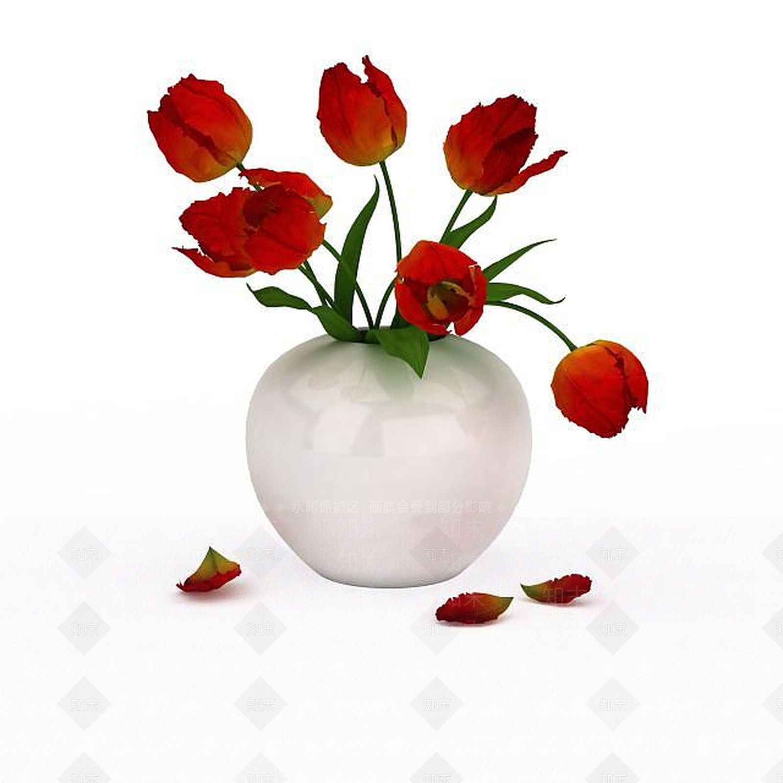 现代玫瑰插花3D模型下载【ID:1196604081】
