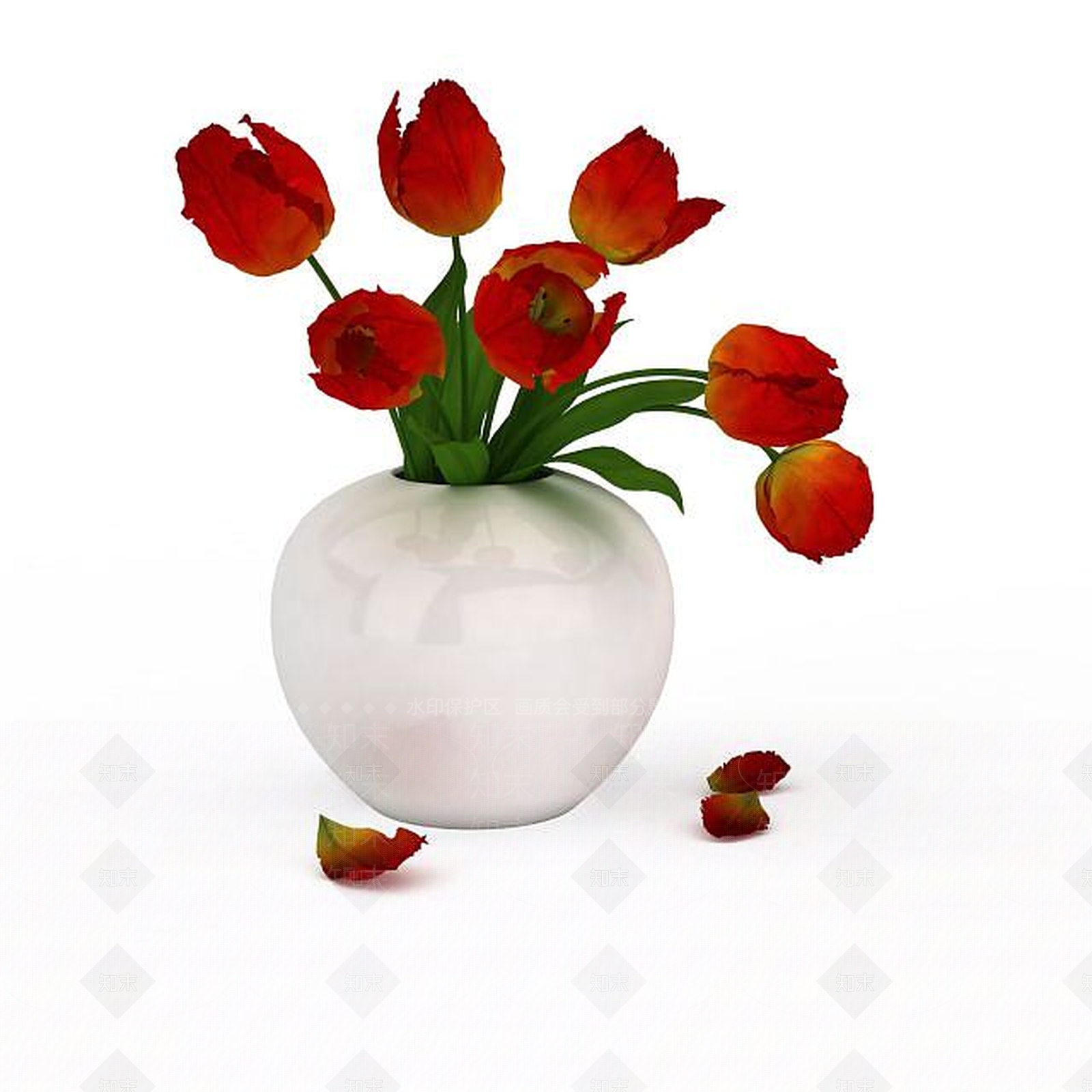 现代玫瑰插花3D模型下载【ID:1196604081】