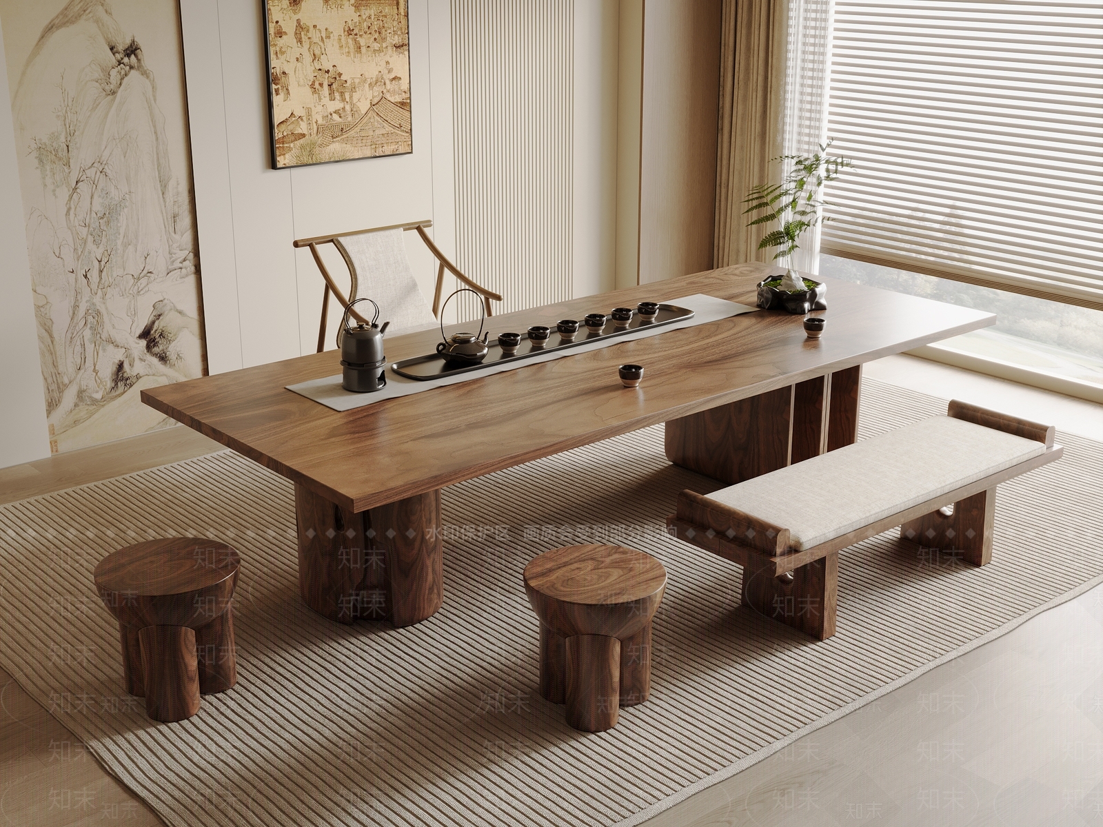 新中式中式茶桌椅SU模型下载【ID:1196605137】