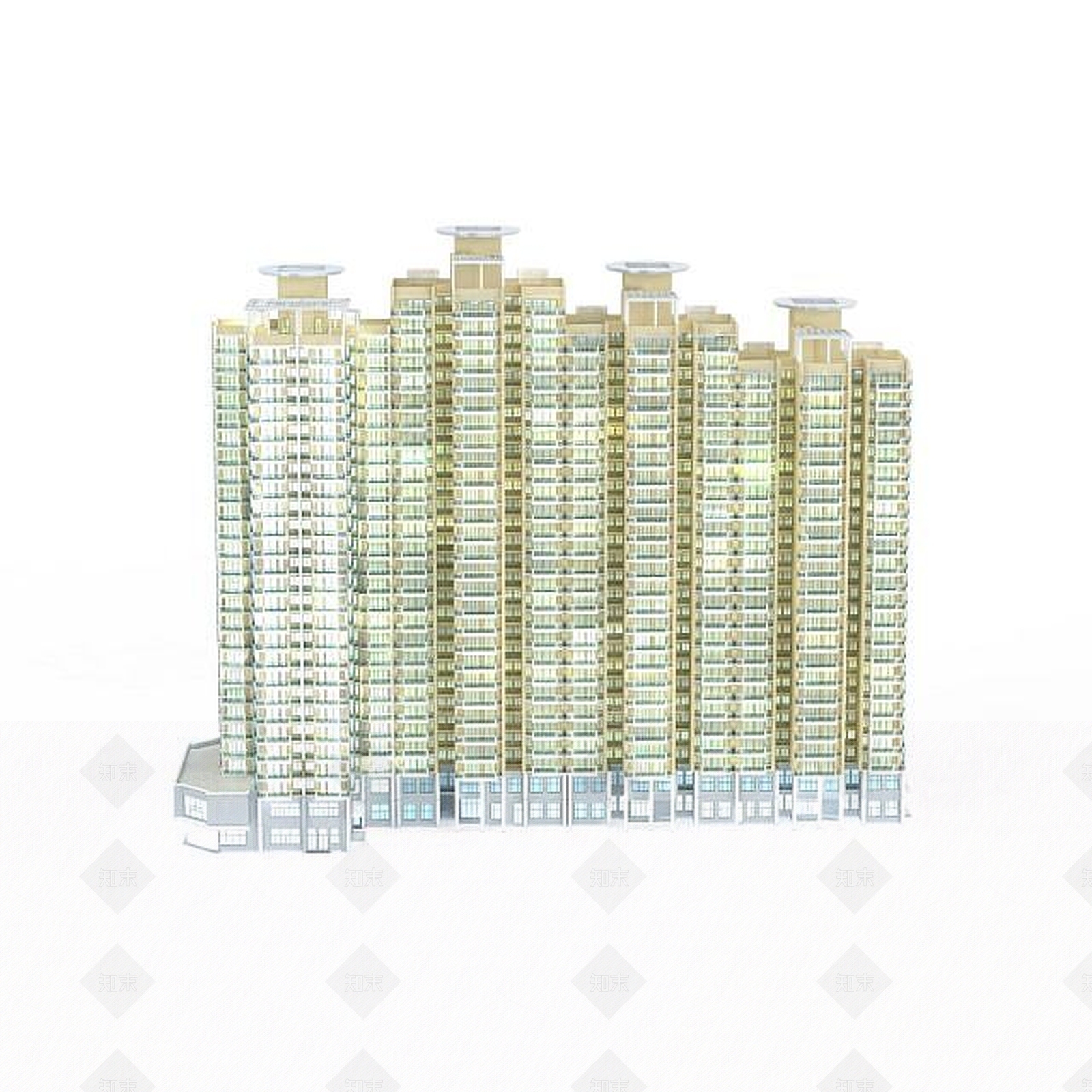 现代建筑楼群3D模型下载【ID:1196605798】