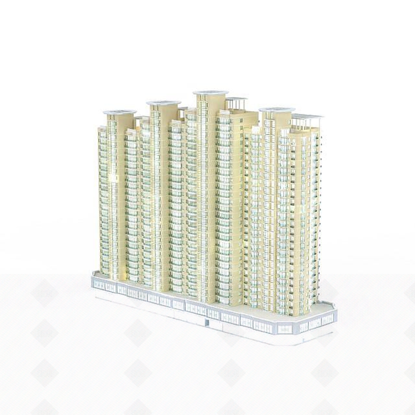 现代建筑楼群3D模型下载【ID:1196605798】