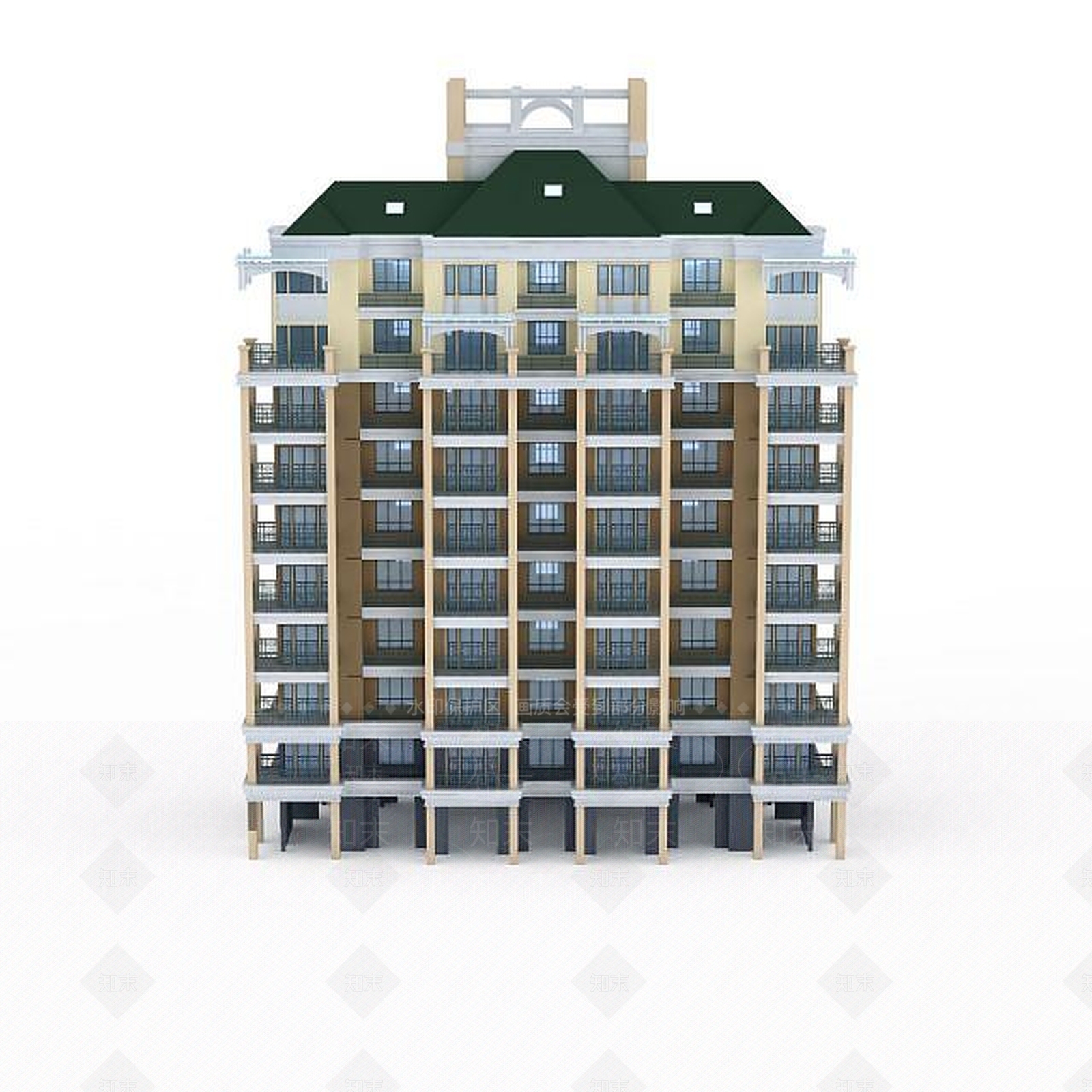 现代居民建筑3D模型下载【ID:1196606130】