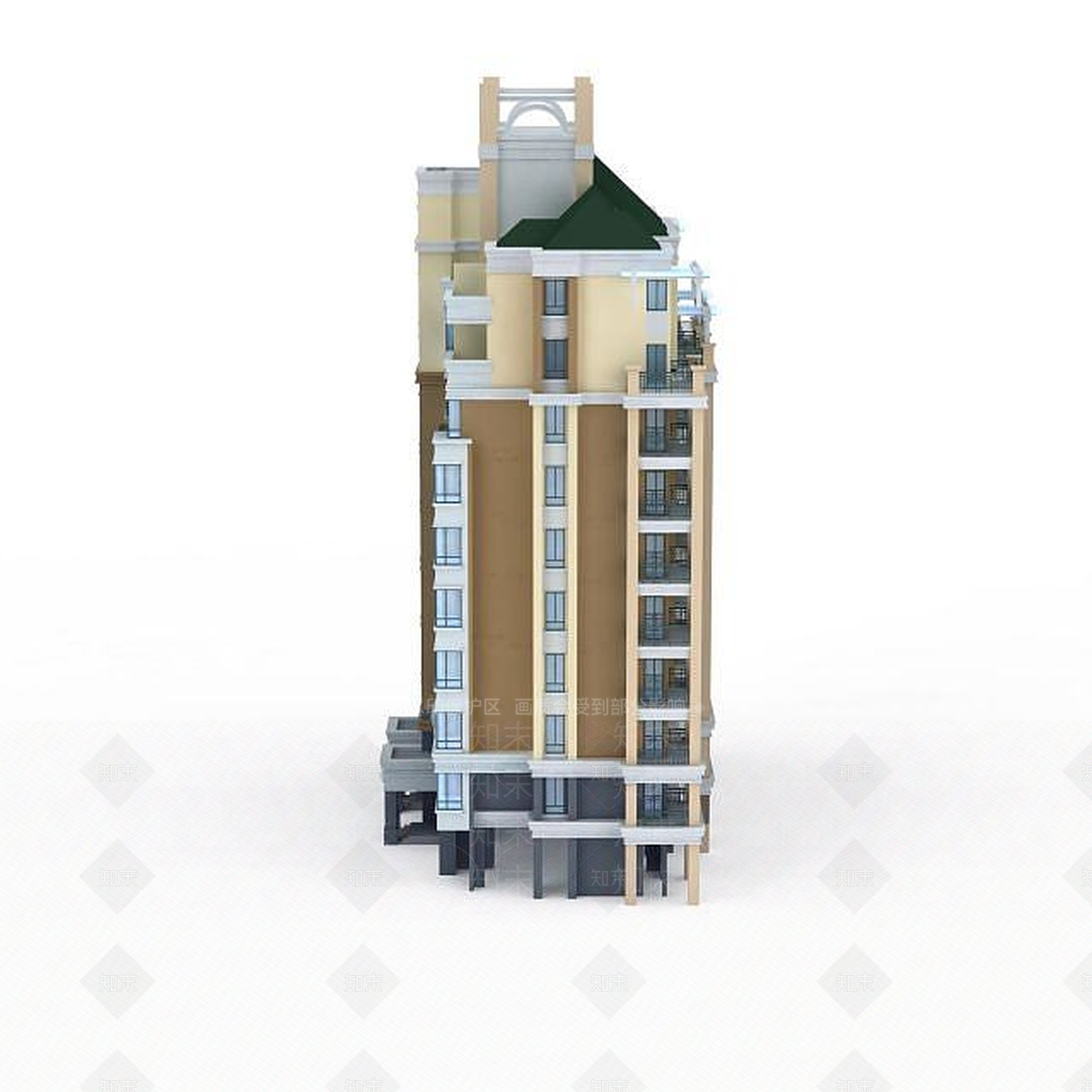 现代居民建筑3D模型下载【ID:1196606130】