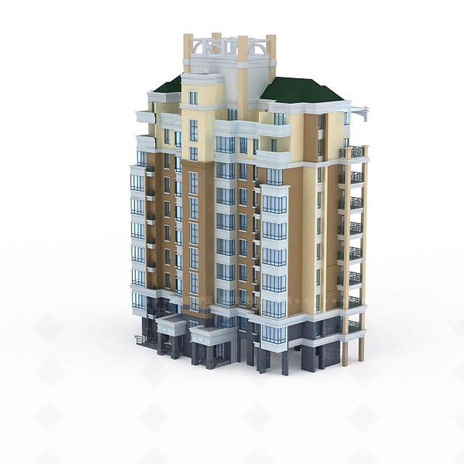 现代居民建筑3D模型下载【ID:1196606130】
