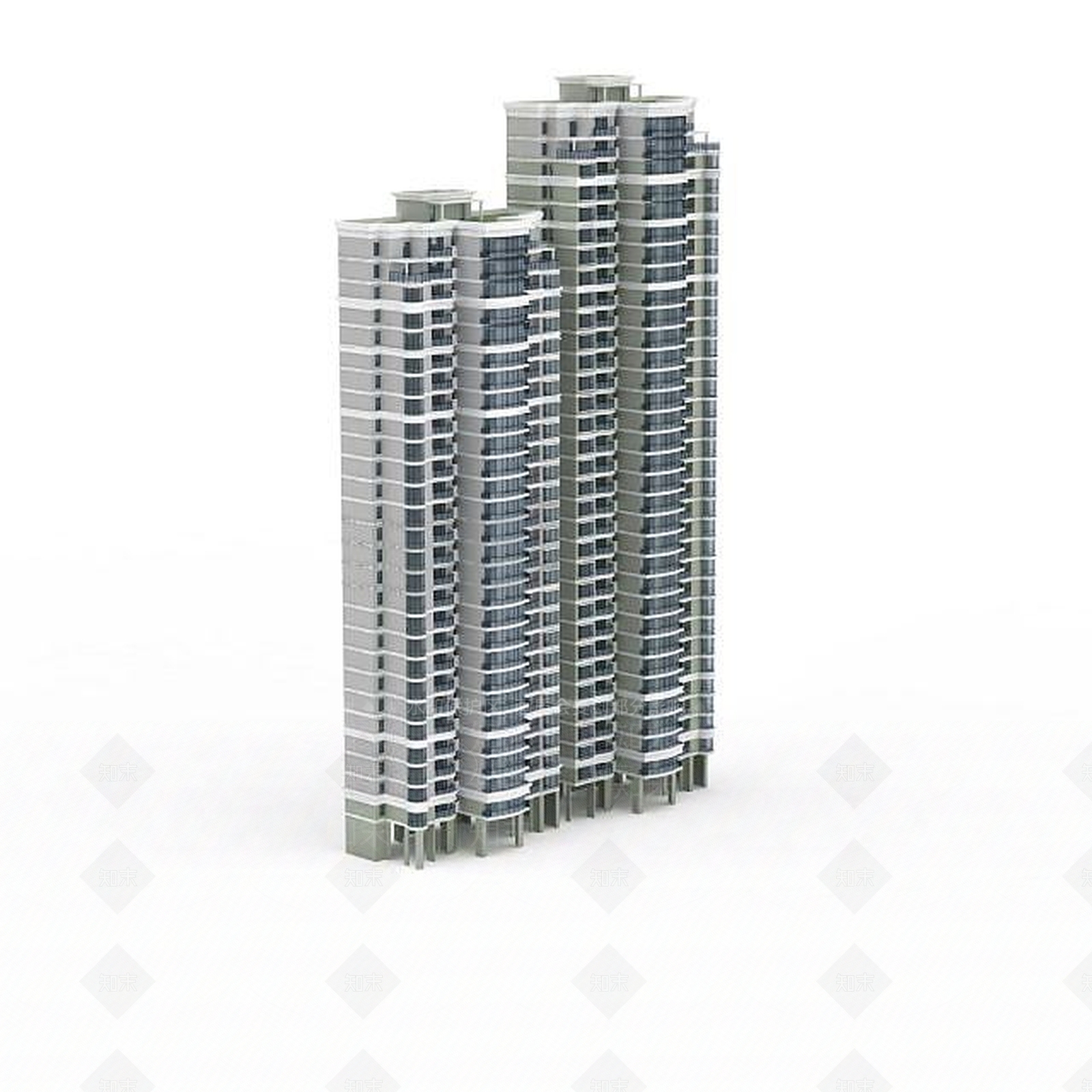 现代双子建筑3D模型下载【ID:1196606106】