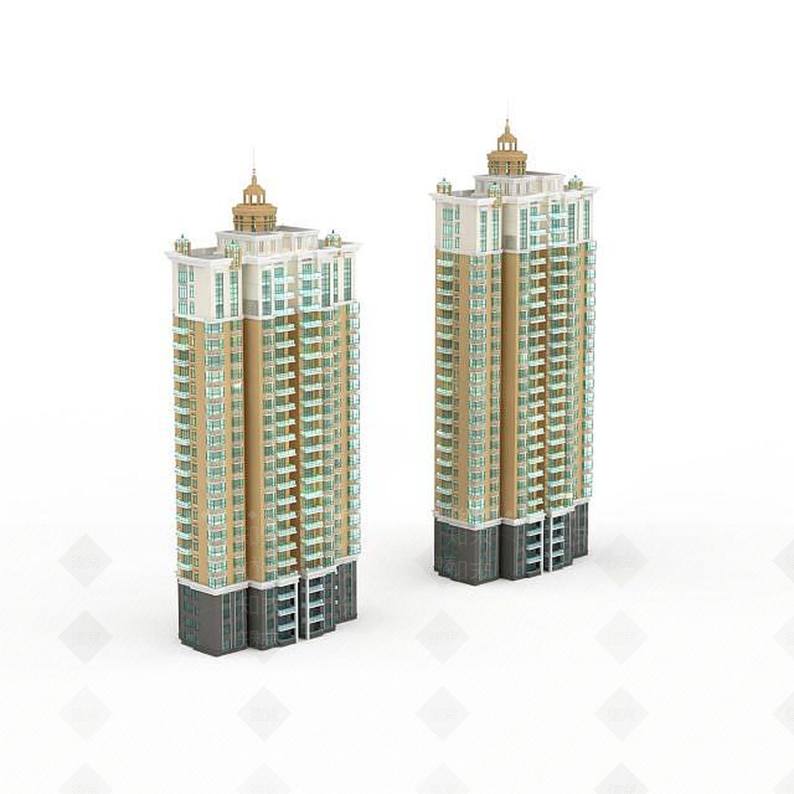 现代双子建筑3D模型下载【ID:1196606189】