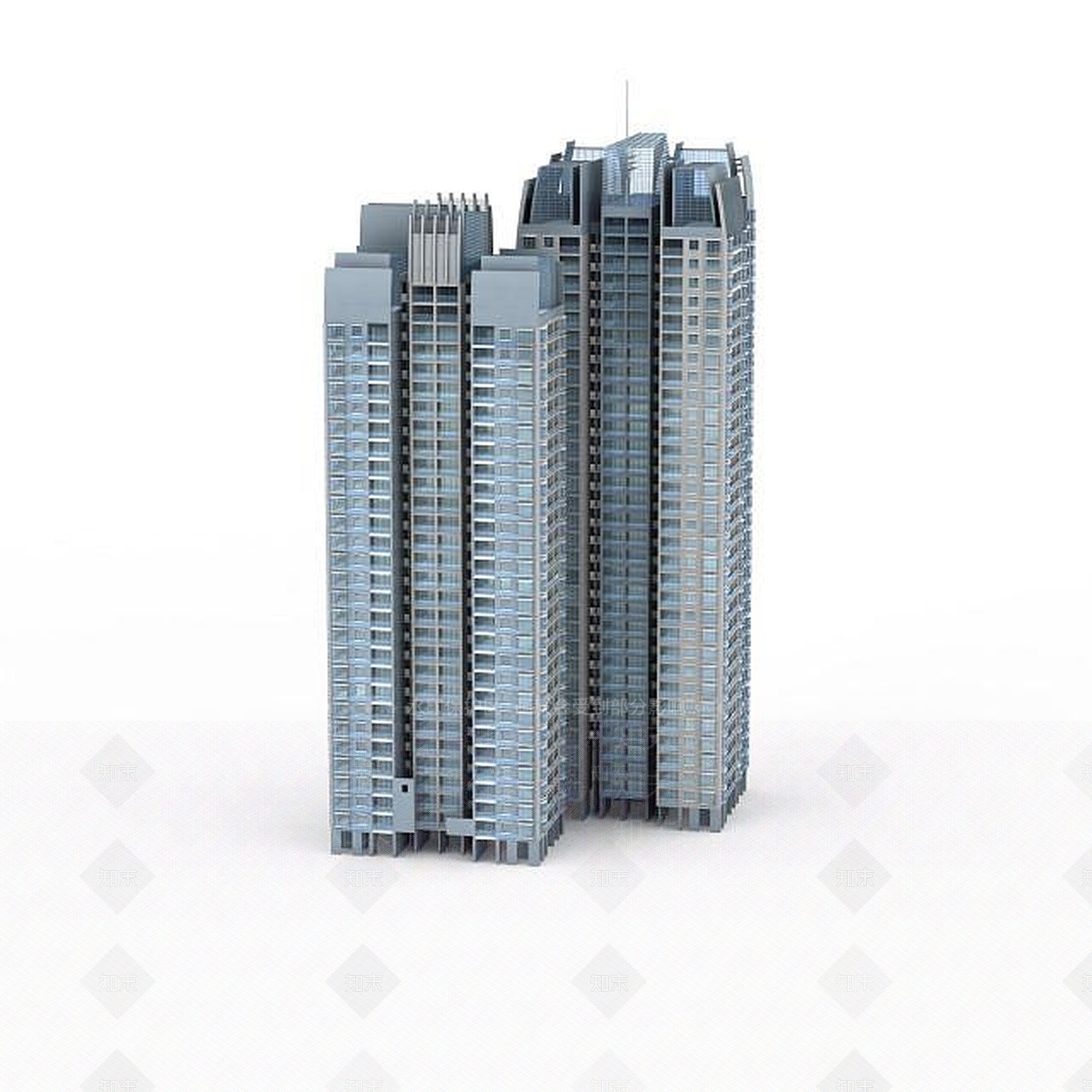 现代双子商厦3D模型下载【ID:1196606214】