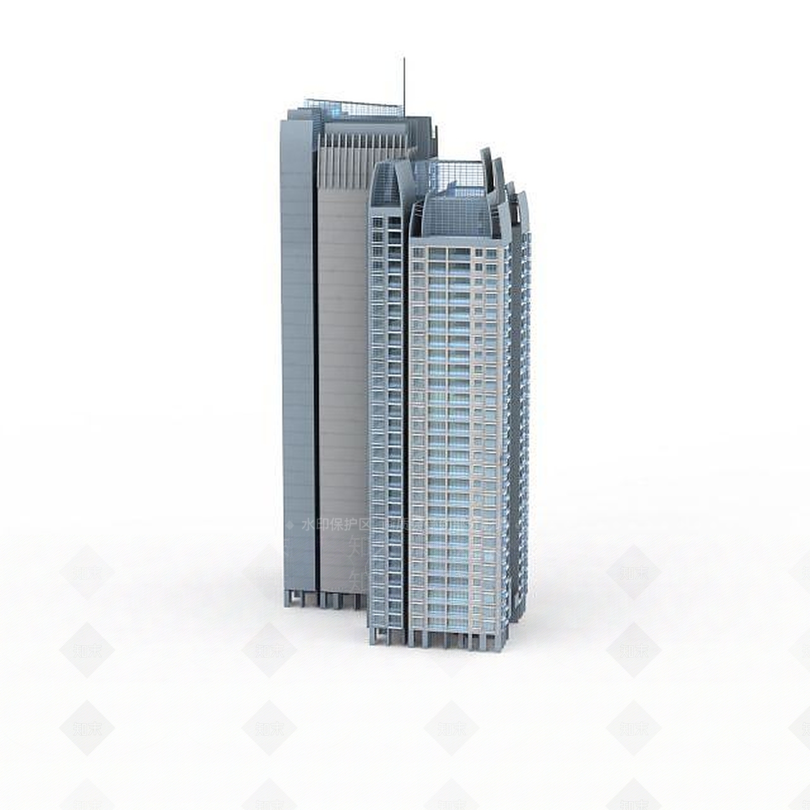 现代双子商厦3D模型下载【ID:1196606214】