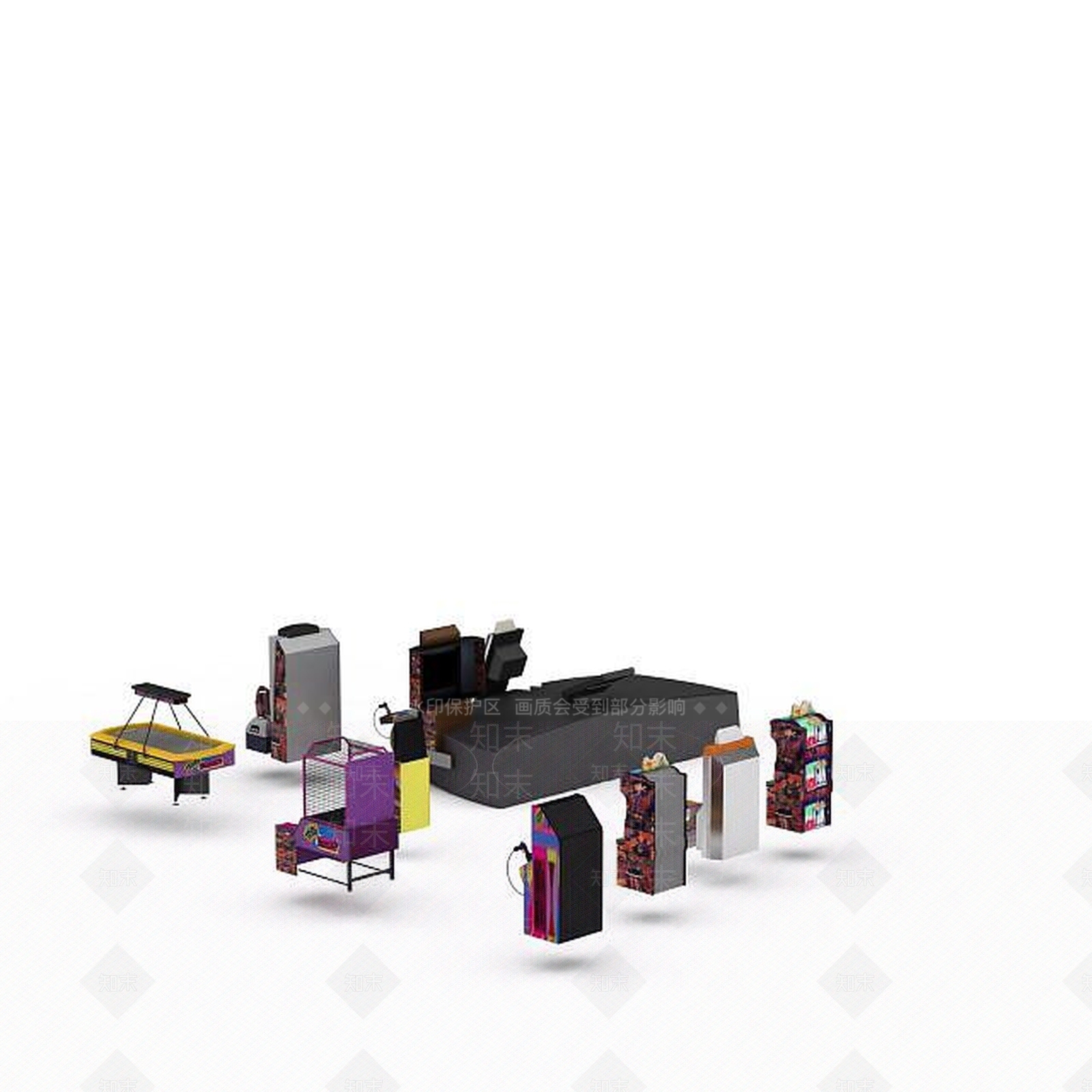 现代游戏厅设备3D模型下载【ID:1196607303】
