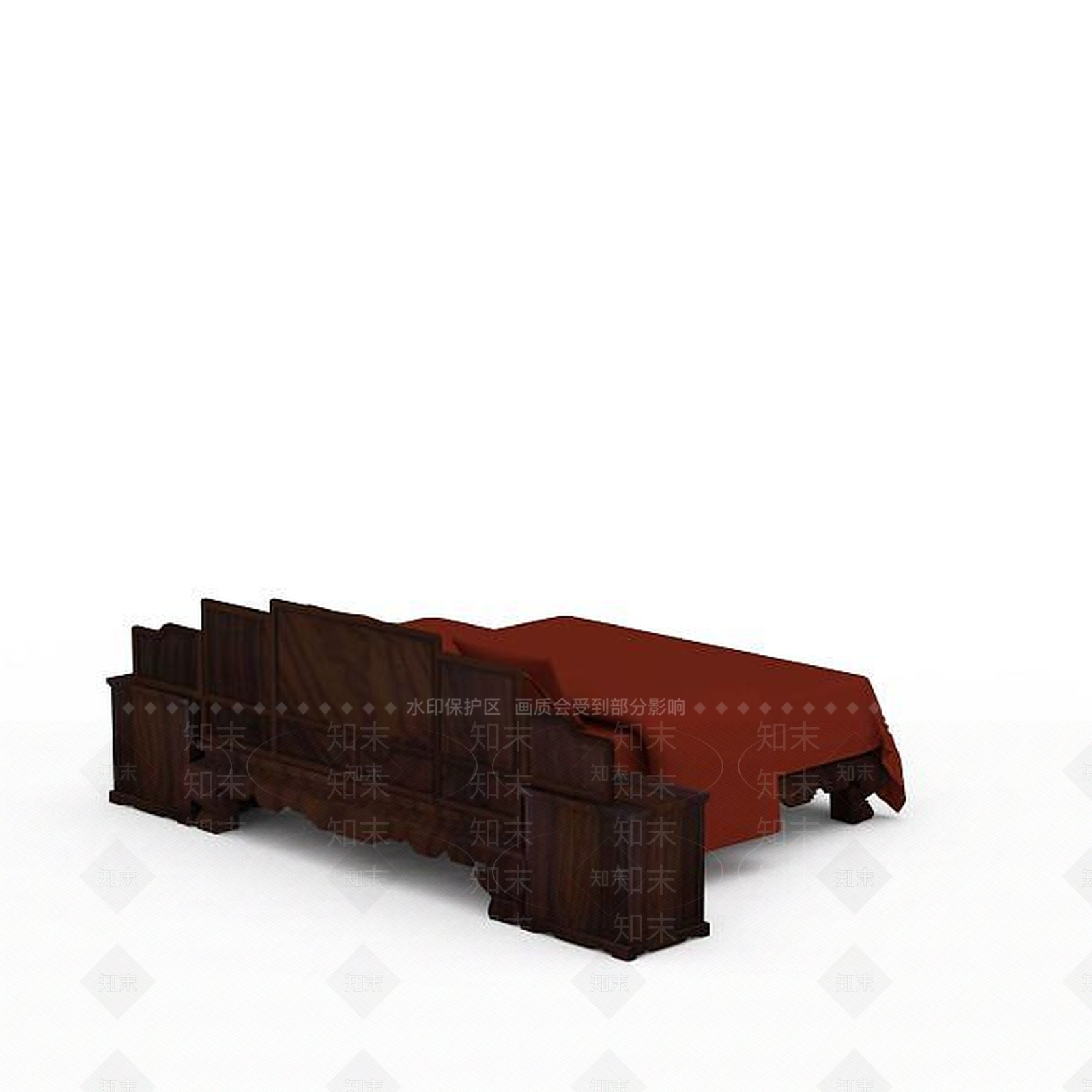 中式复古床3D模型下载【ID:1196607817】