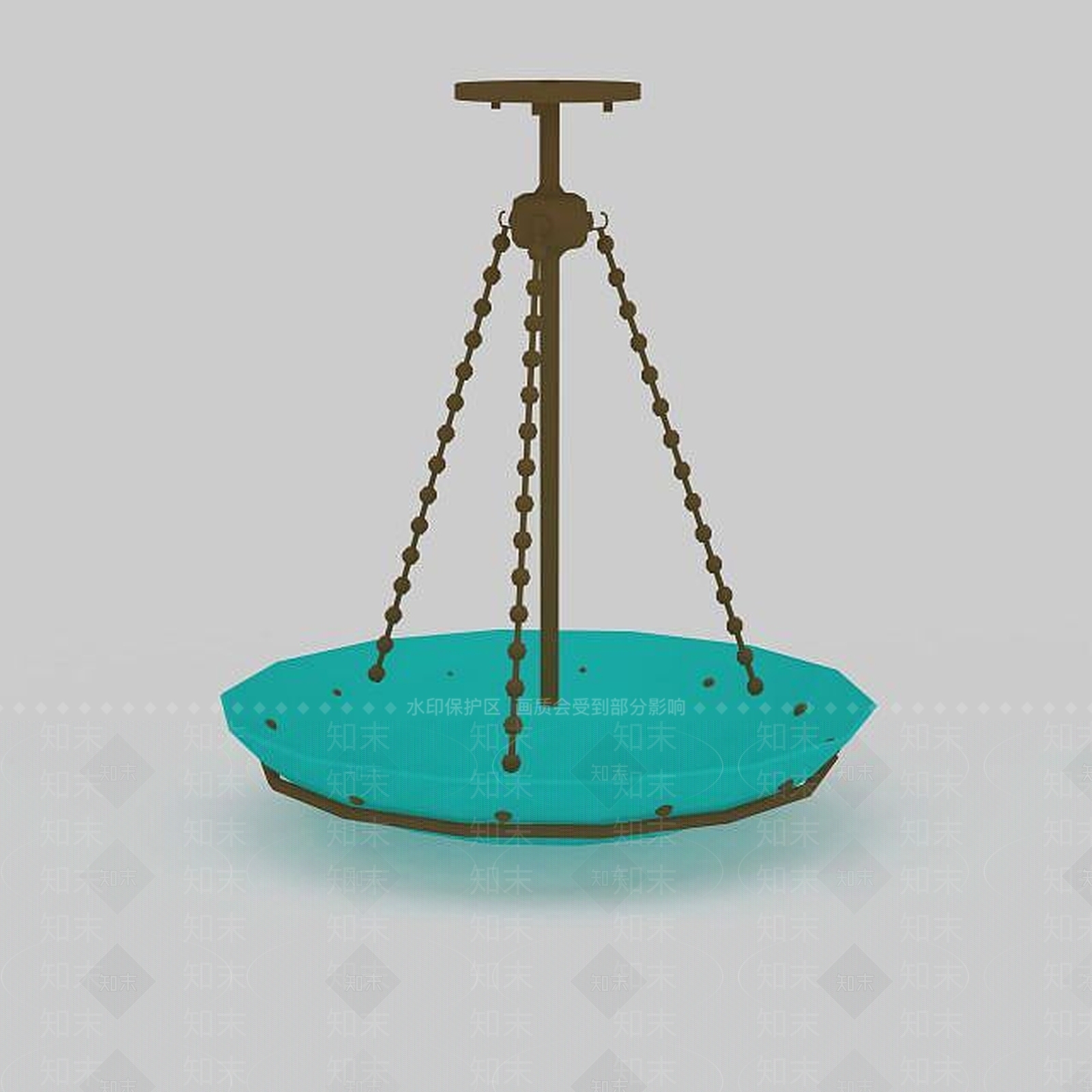 现代绿色铁链吊灯3D模型下载【ID:1196608282】