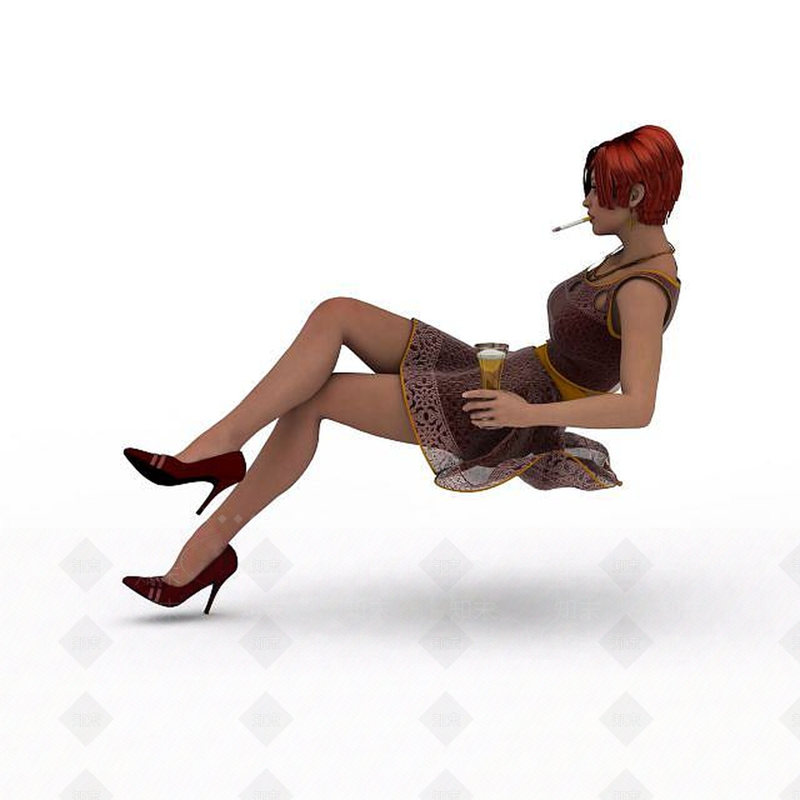 现代性感抽烟女人3D模型下载【ID:1196609822】