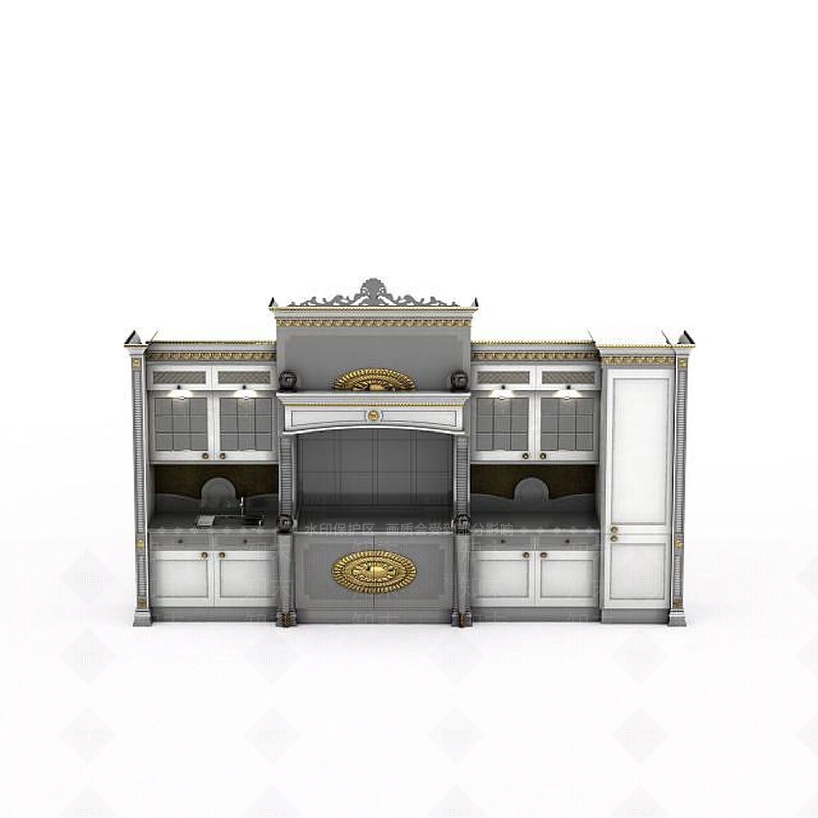 现代厨房家具组合3D模型下载【ID:1196610058】