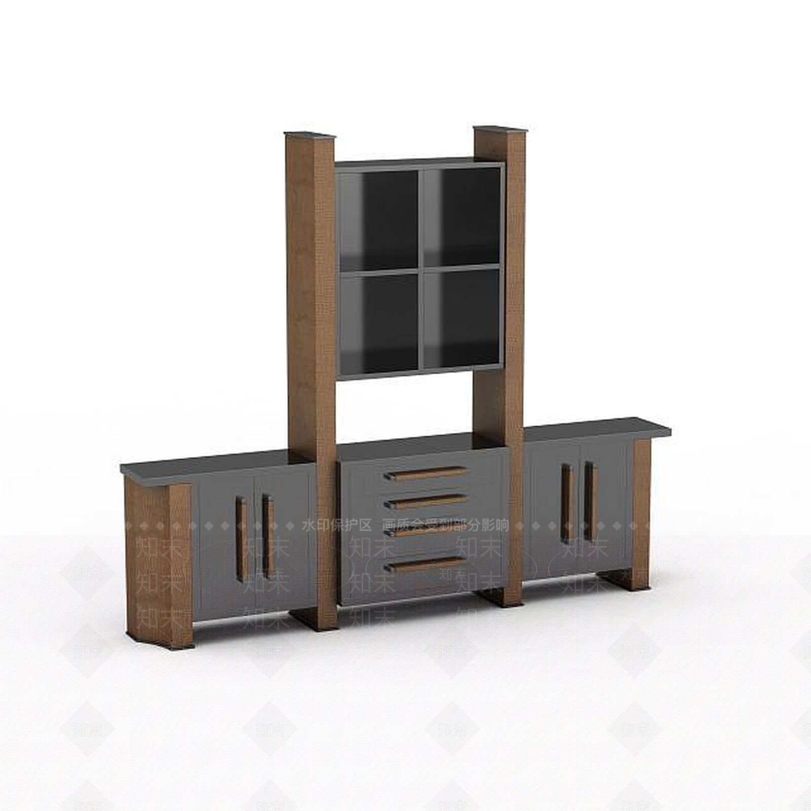 现代木质边柜3D模型下载【ID:1196610151】