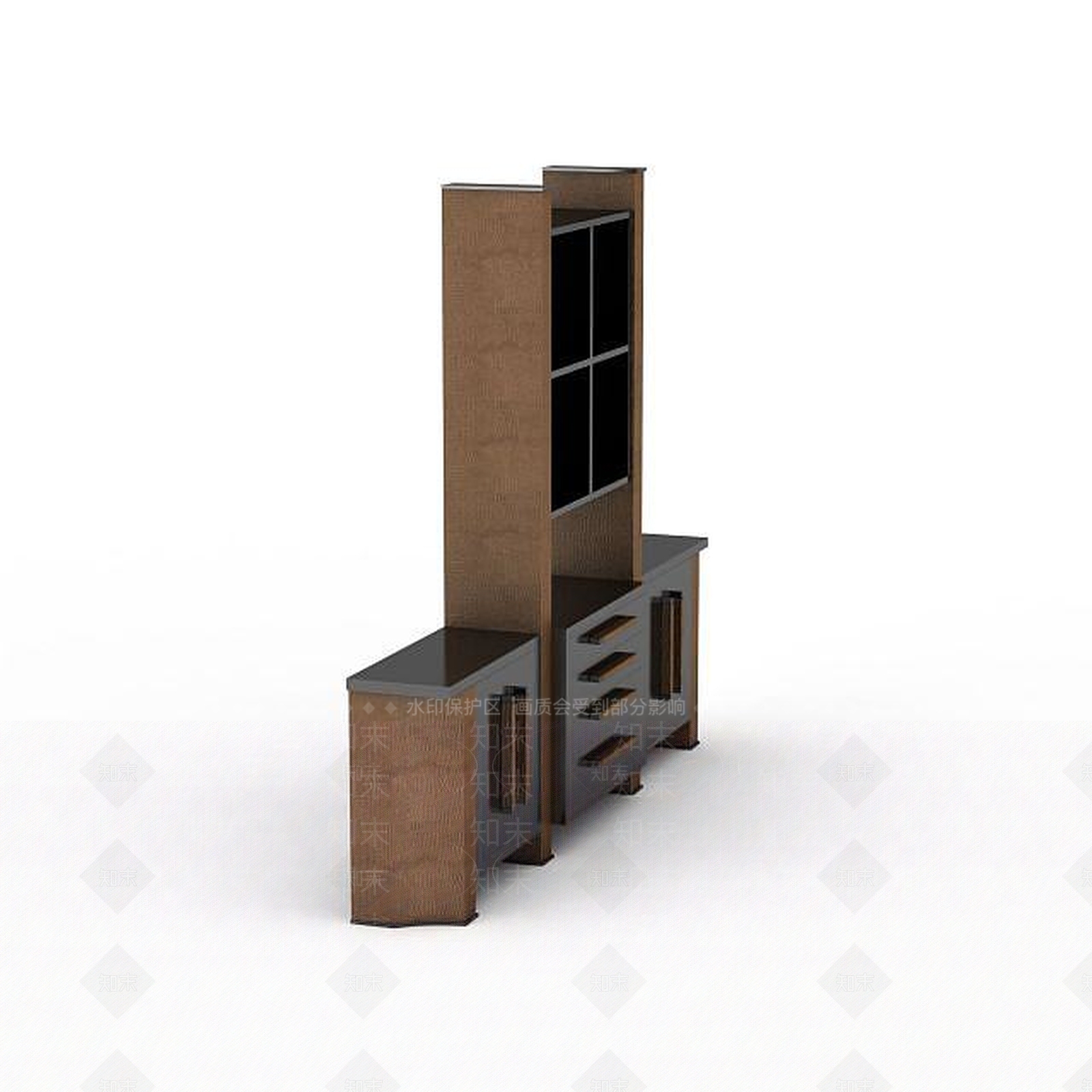 现代木质边柜3D模型下载【ID:1196610151】