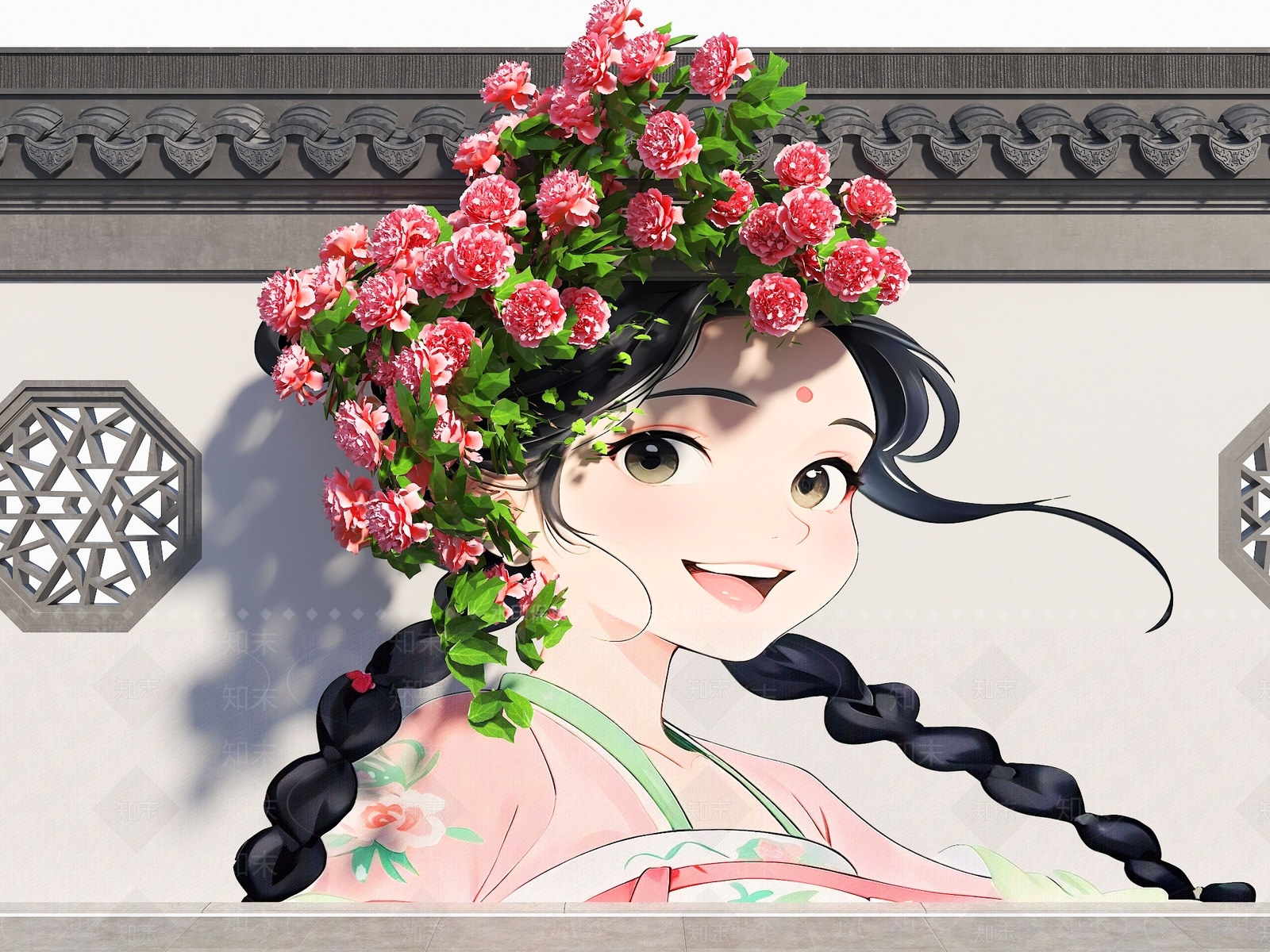 现代新中式花艺3D模型下载【ID:1196614096】