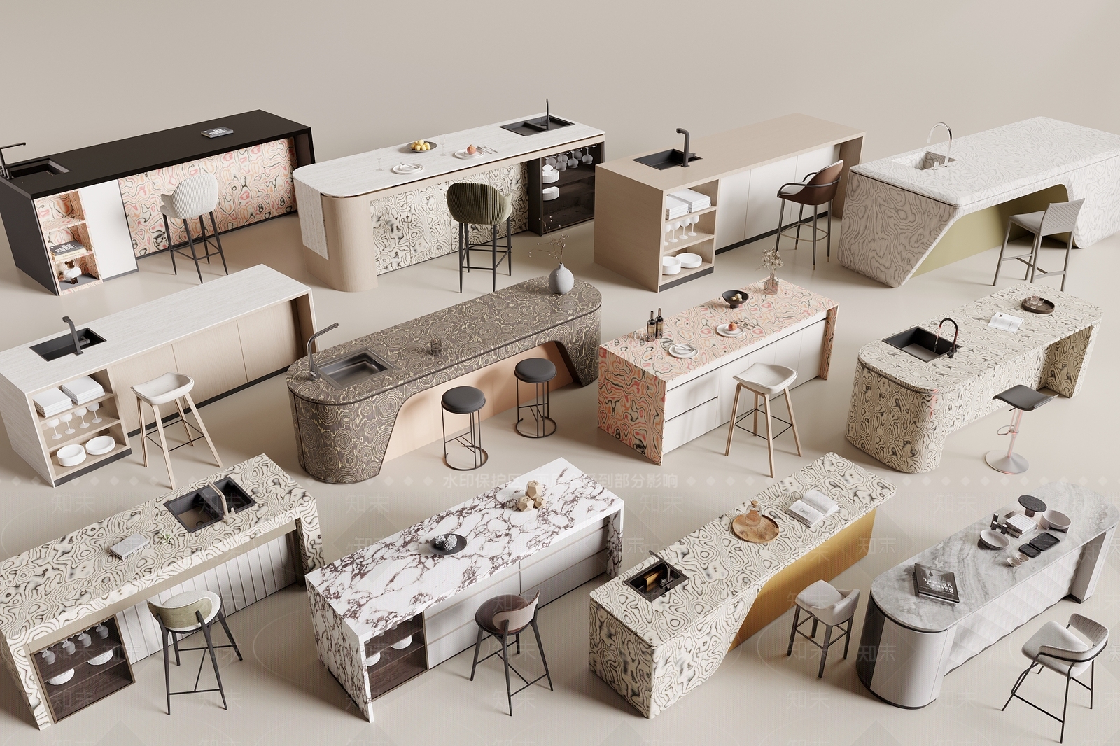 现代吧台3D模型下载【ID:1196615953】