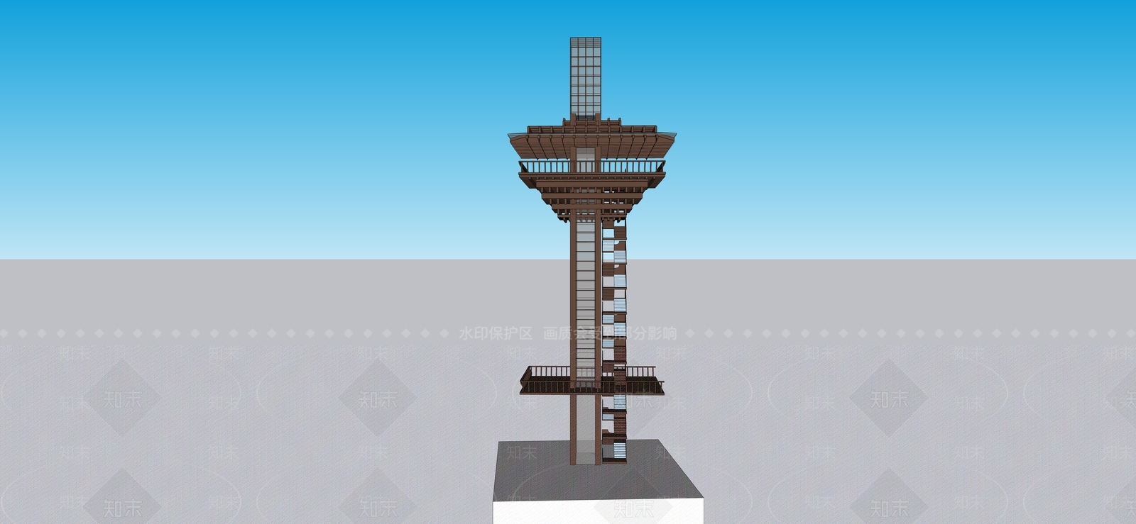 新中式塔楼SU模型下载【ID:1196616056】