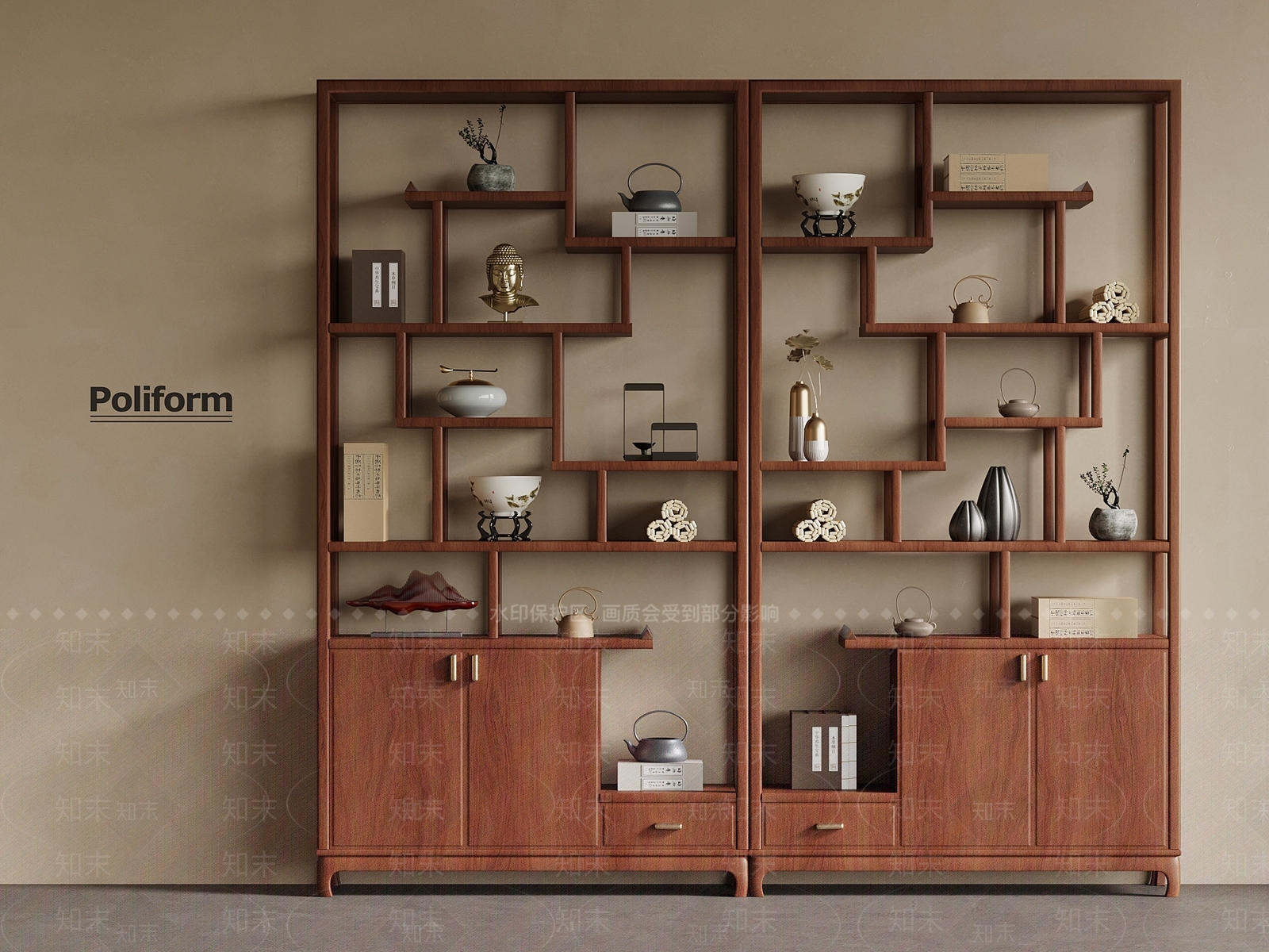 新中式博古架SU模型下载【ID:1196616963】
