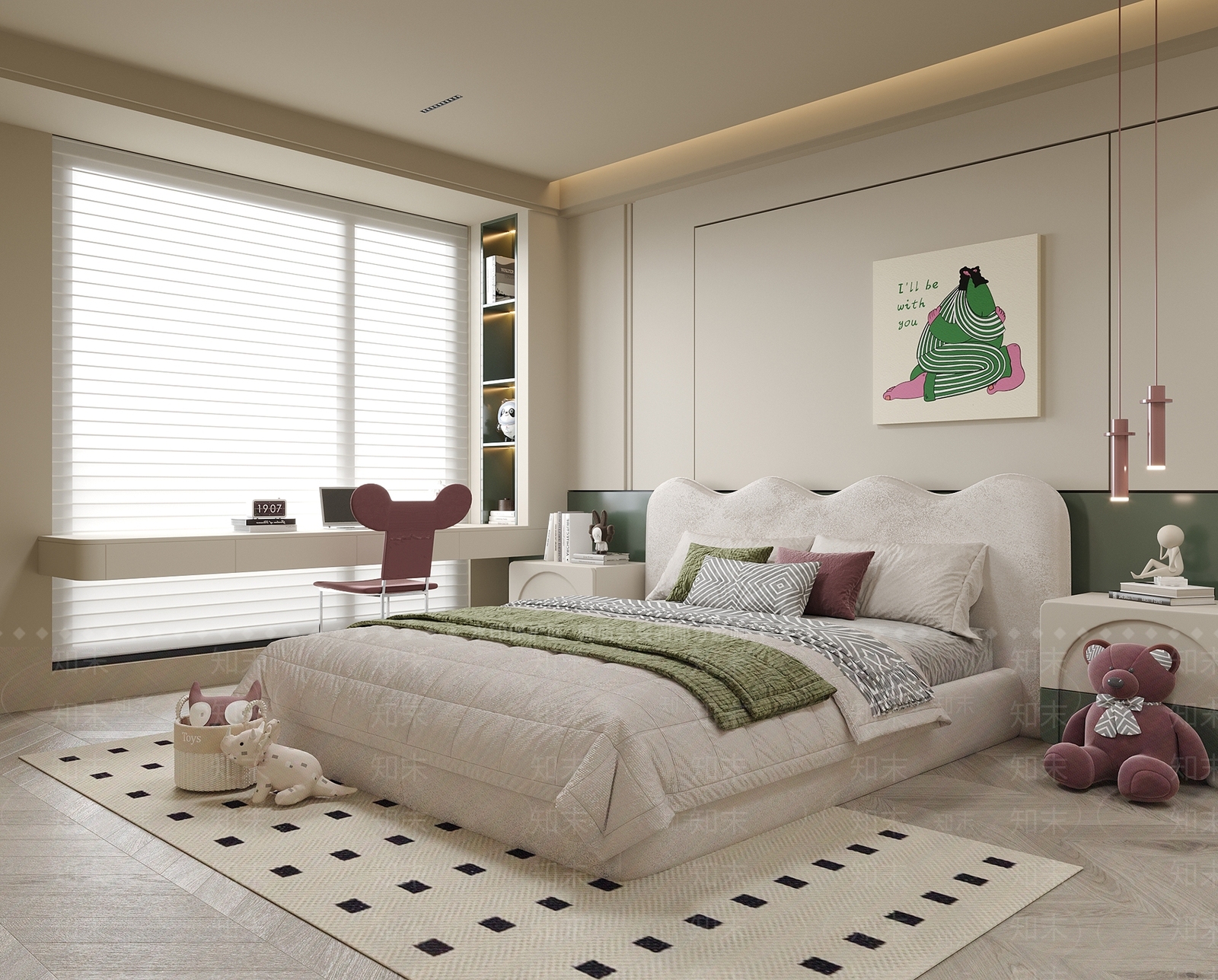 现代通用儿童房SU模型下载【ID:1196617630】