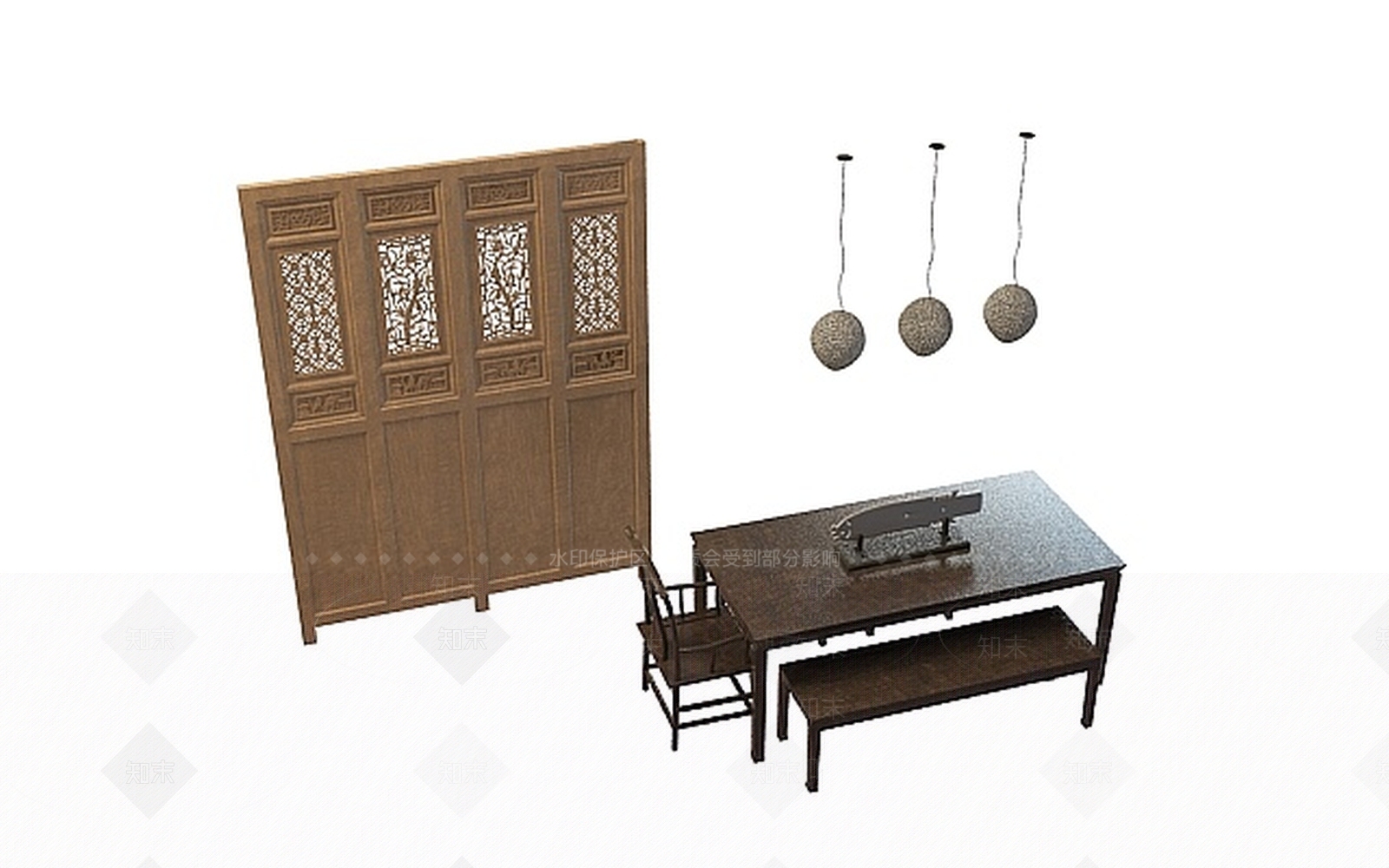现代书桌椅3D模型下载【ID:1196619568】