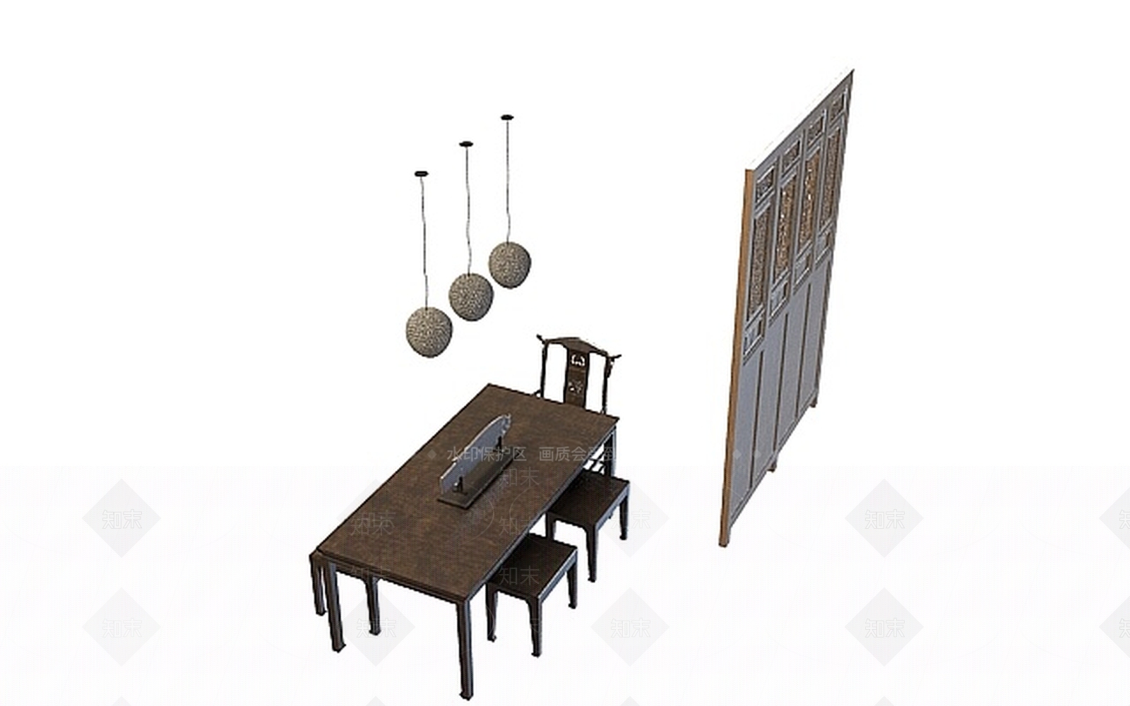 现代书桌椅3D模型下载【ID:1196619568】
