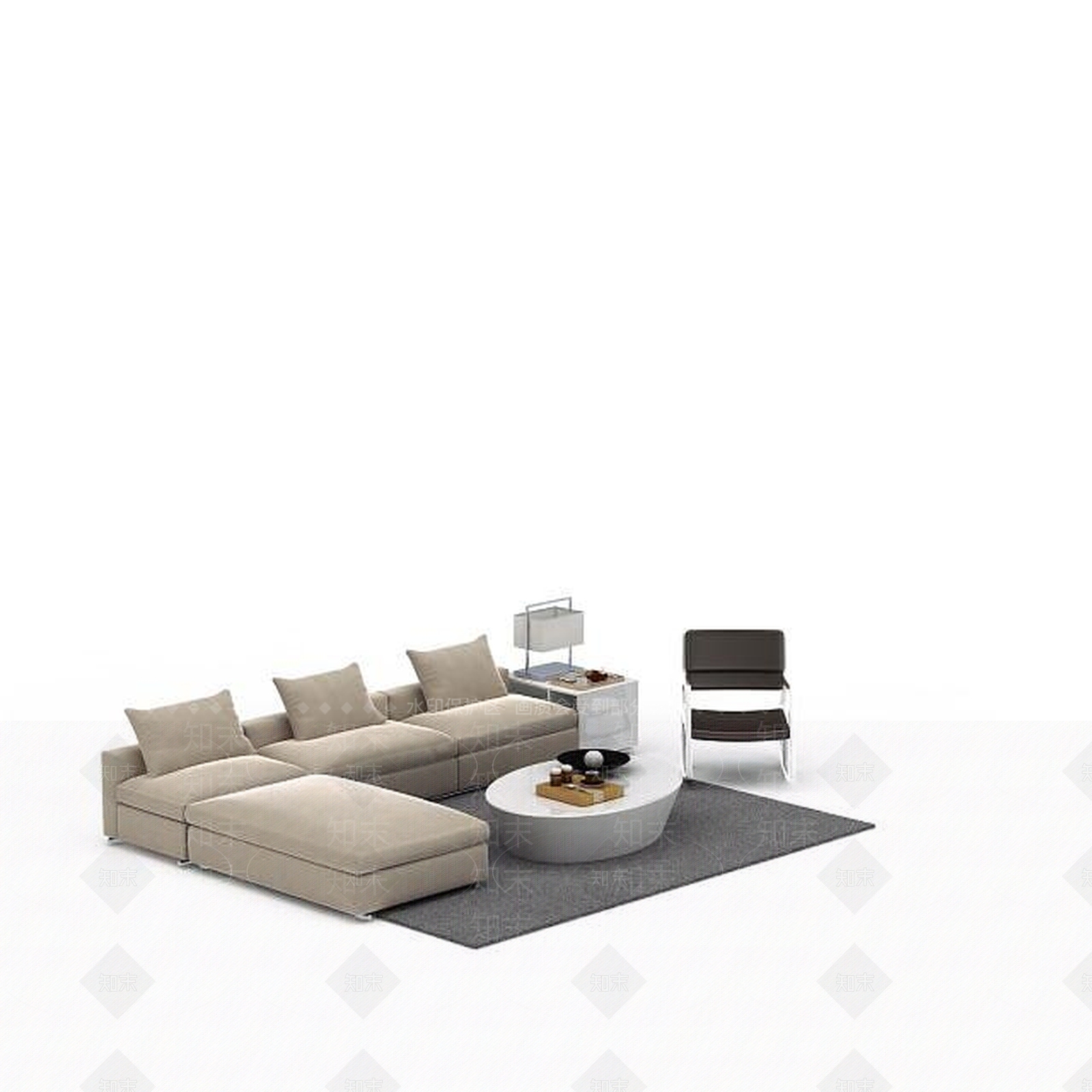 现代双人沙发3D模型下载【ID:1196619778】