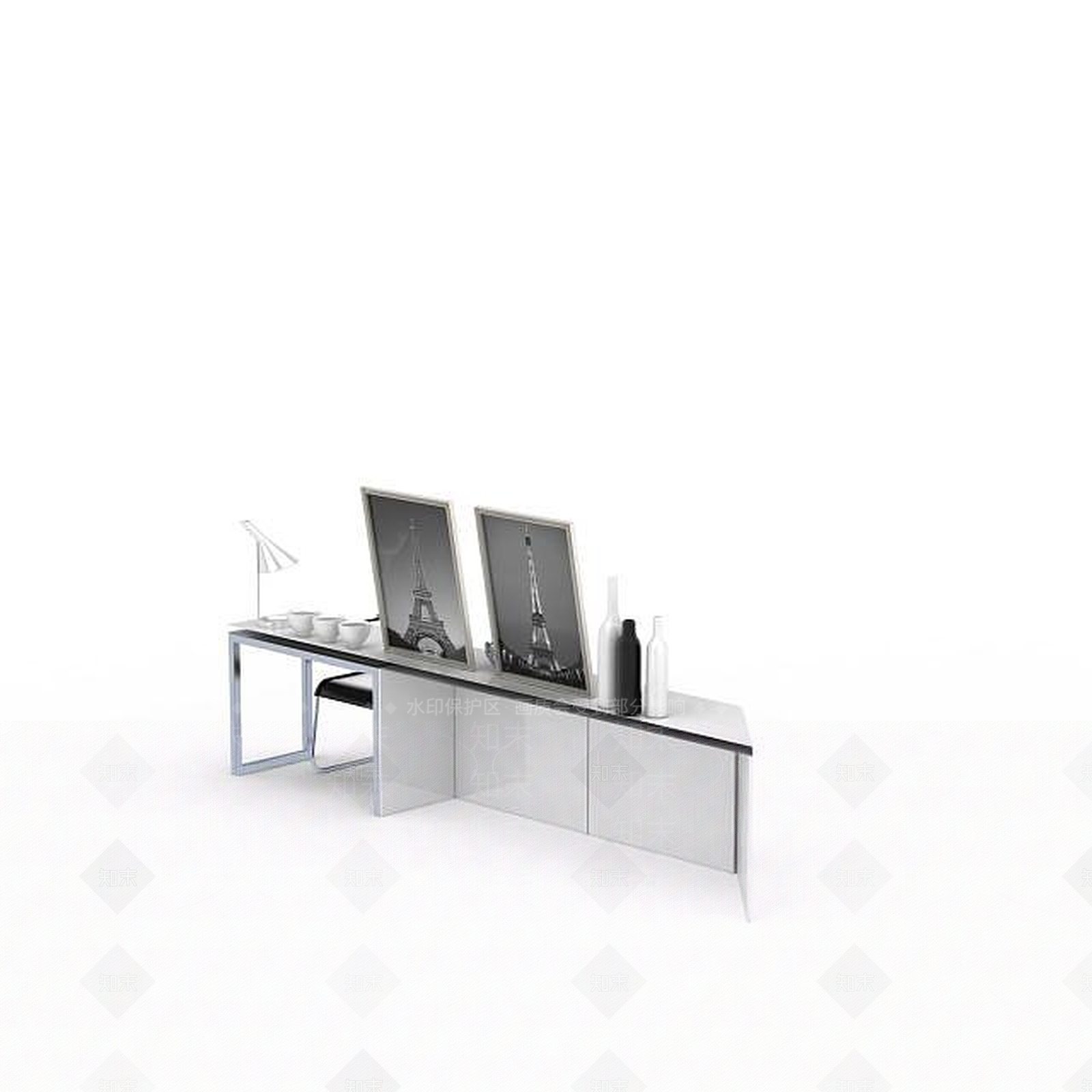 现代书桌椅3D模型下载【ID:1196619845】
