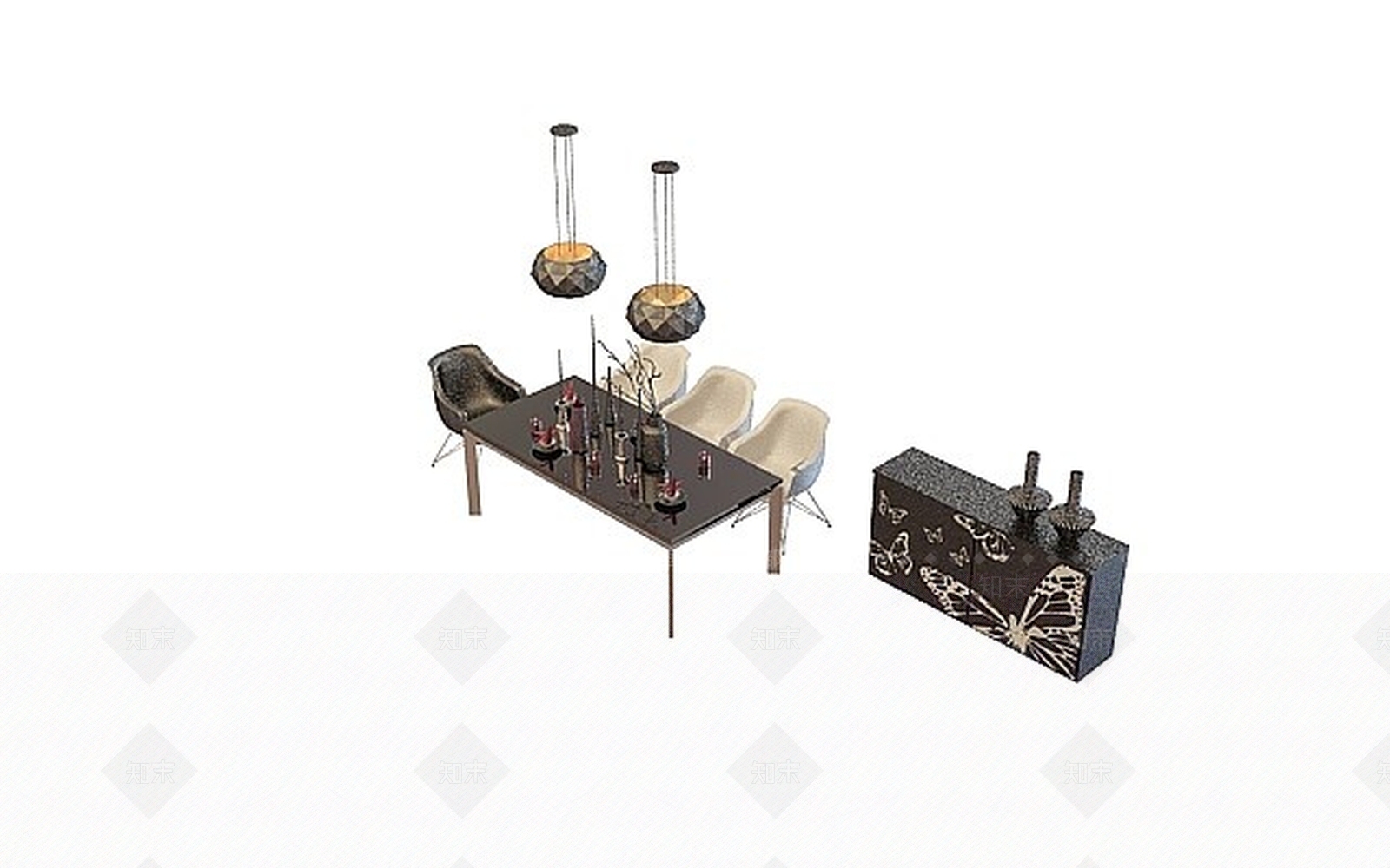 现代书桌椅3D模型下载【ID:1199836321】